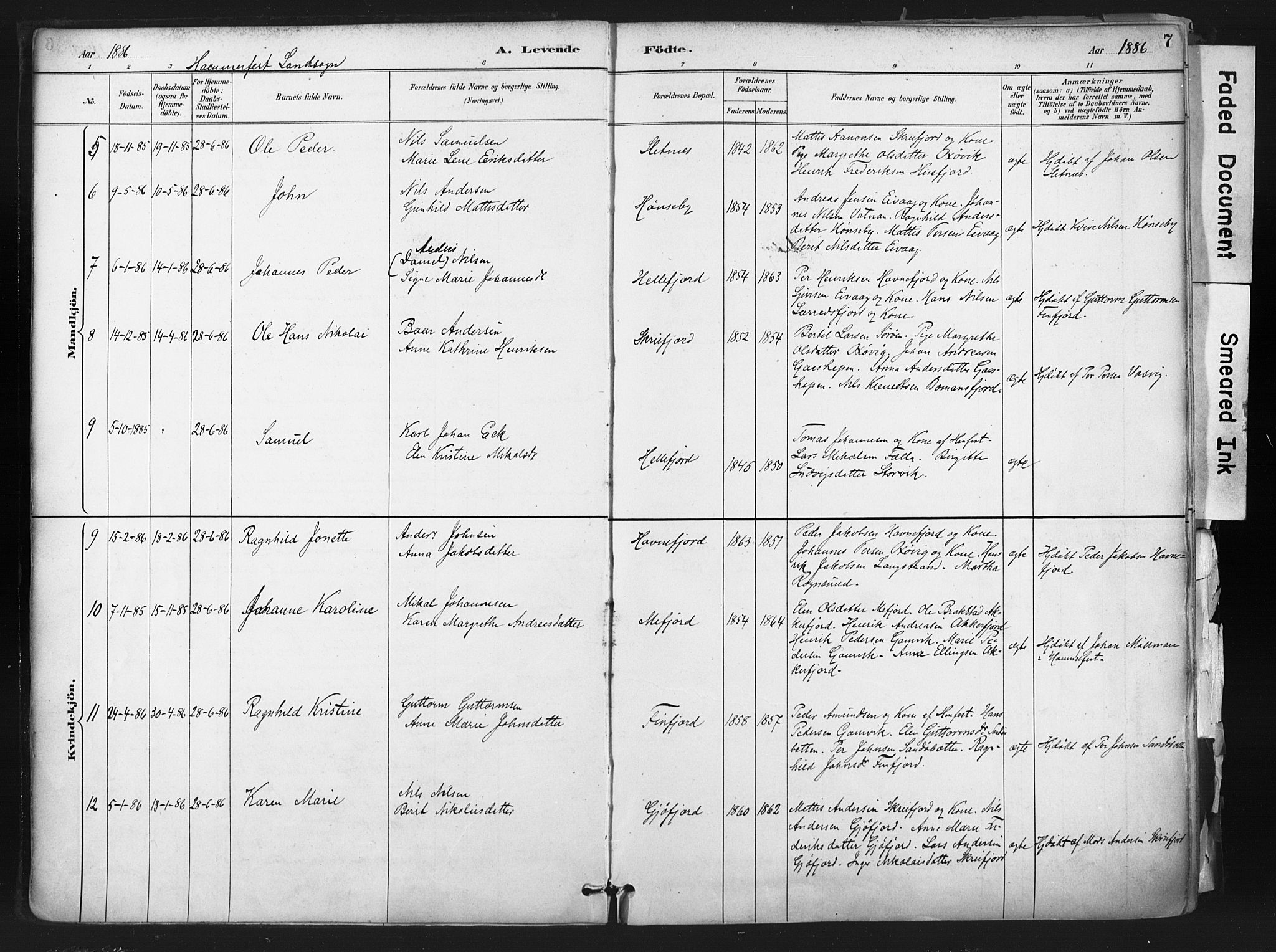 Hammerfest sokneprestkontor, AV/SATØ-S-1347/H/Ha/L0011.kirke: Parish register (official) no. 11 /1, 1885-1897, p. 7