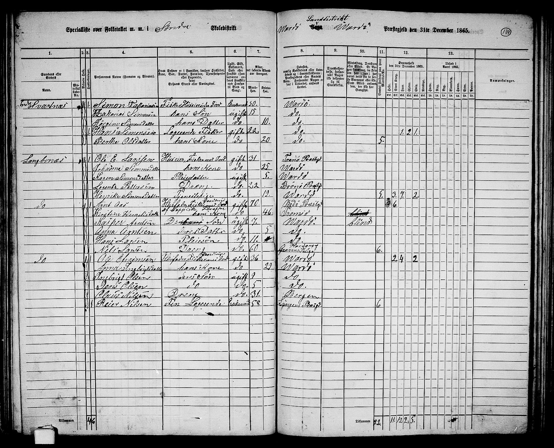 RA, 1865 census for Vardø/Vardø, 1865, p. 31