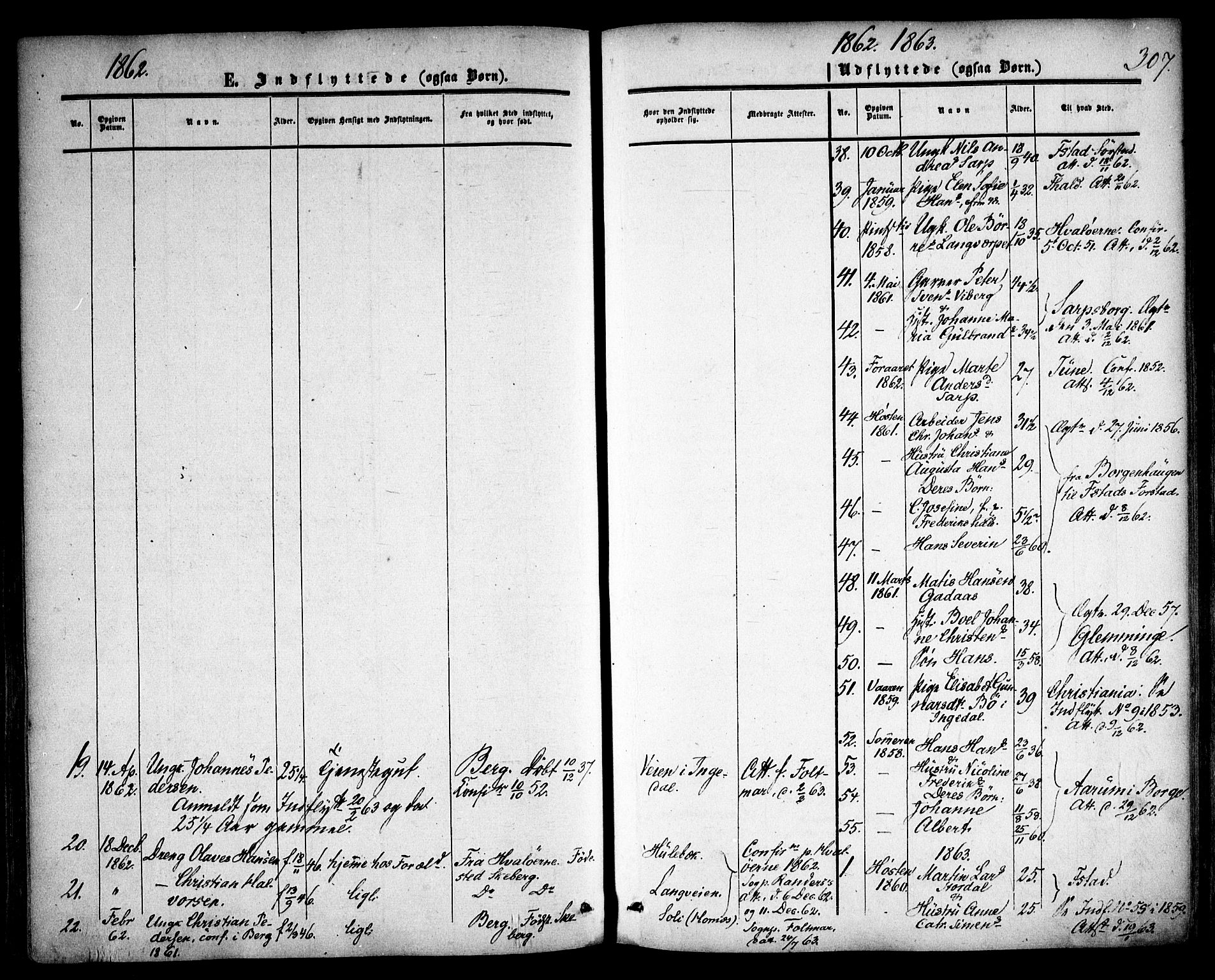 Skjeberg prestekontor Kirkebøker, AV/SAO-A-10923/F/Fa/L0007: Parish register (official) no. I 7, 1859-1868, p. 307