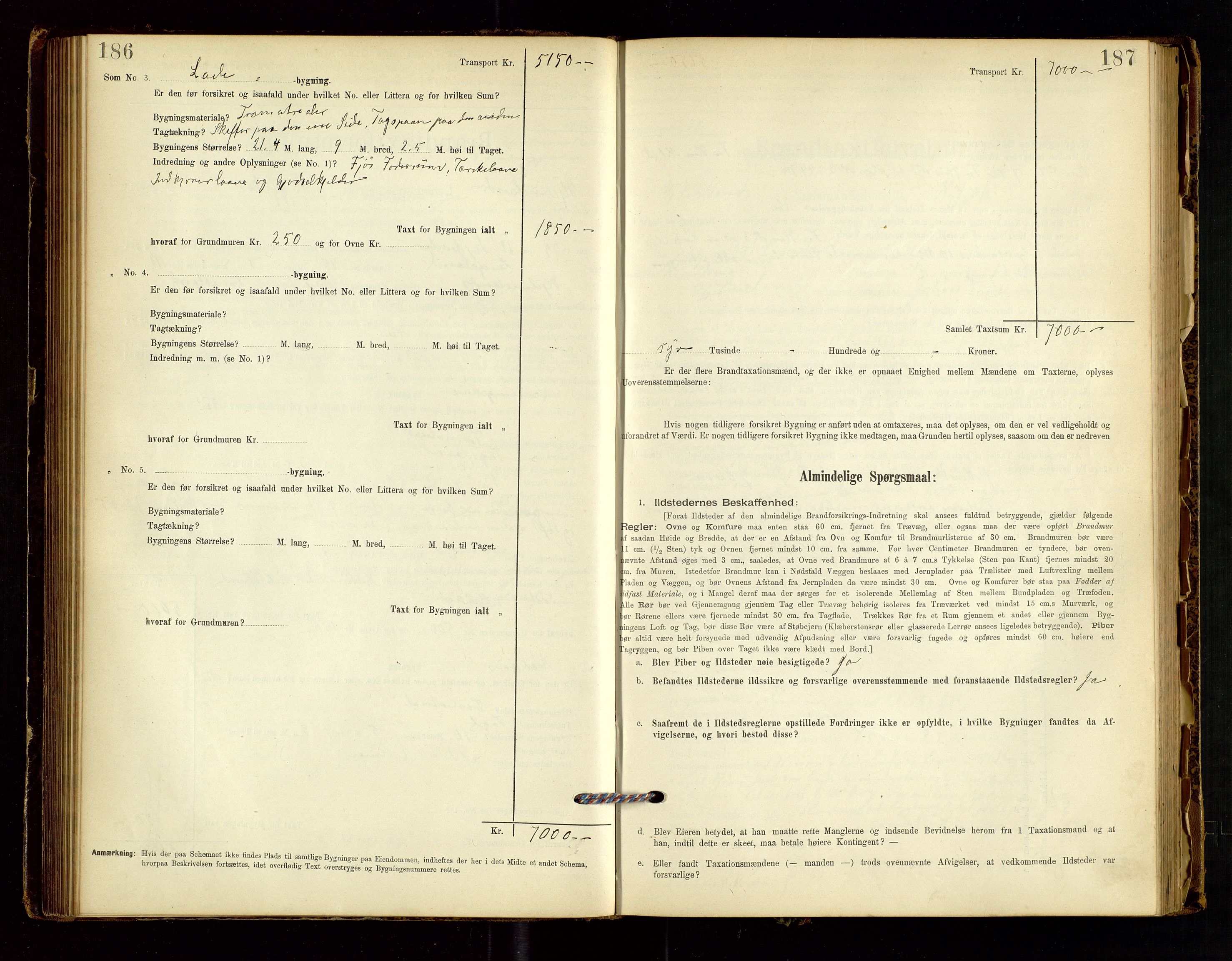 Hjelmeland lensmannskontor, AV/SAST-A-100439/Gob/L0001: "Brandtaxationsprotokol", 1895-1932, p. 186-187