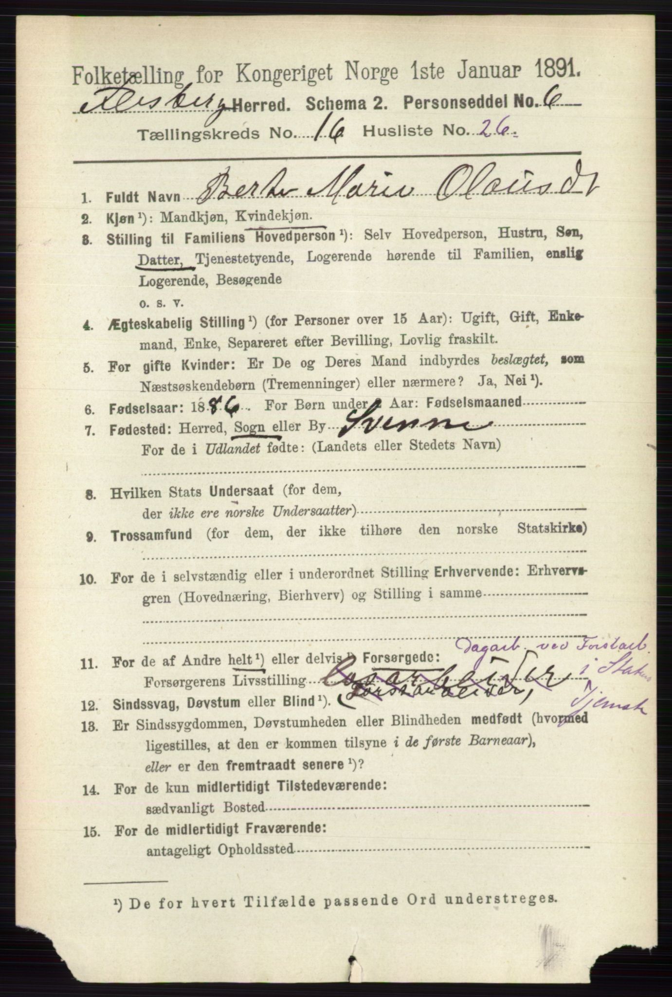 RA, 1891 census for 0631 Flesberg, 1891, p. 2971