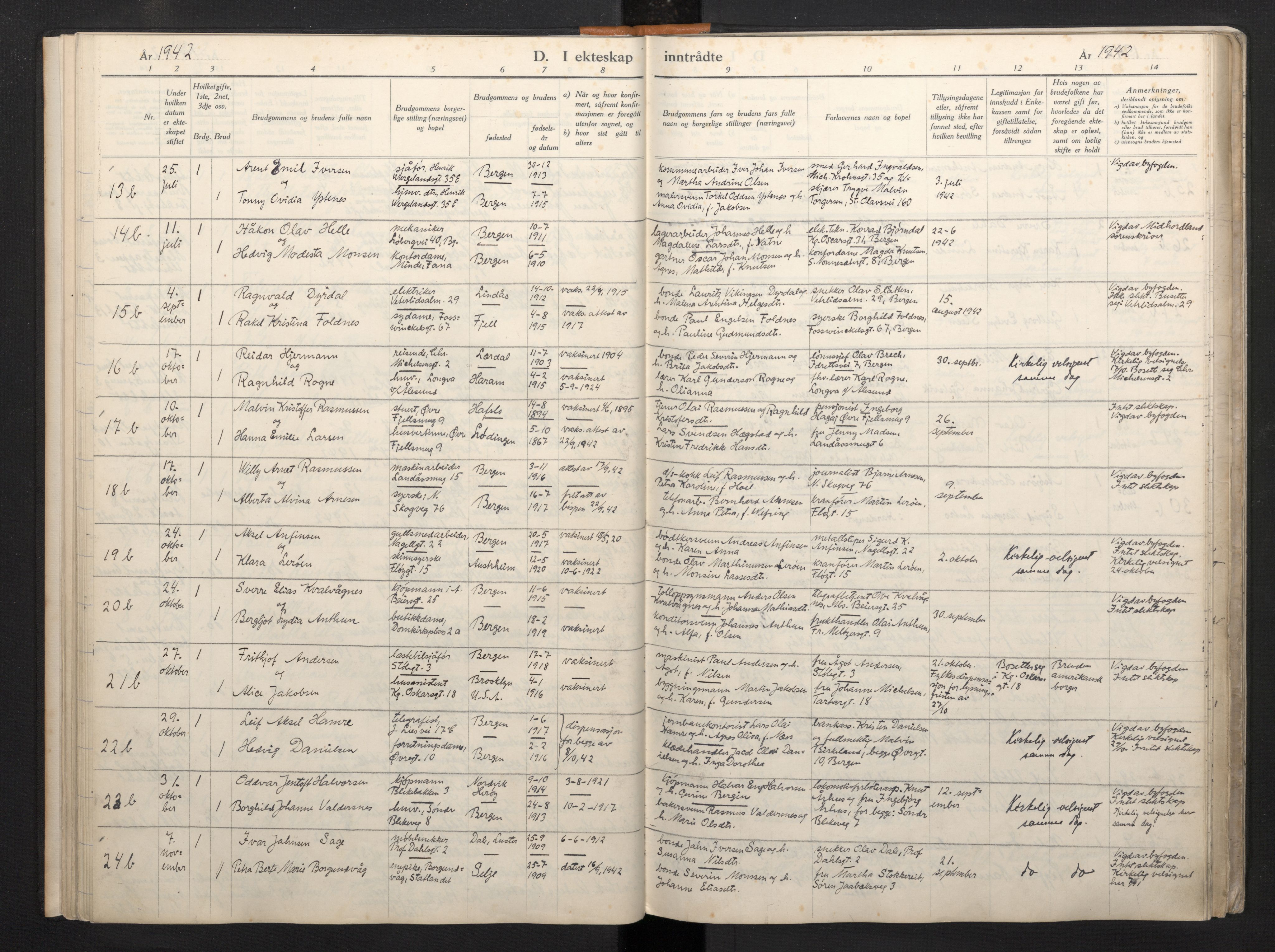 Korskirken sokneprestembete, SAB/A-76101/H/Haa: Parish register (official) no. A 15, 1942-1945