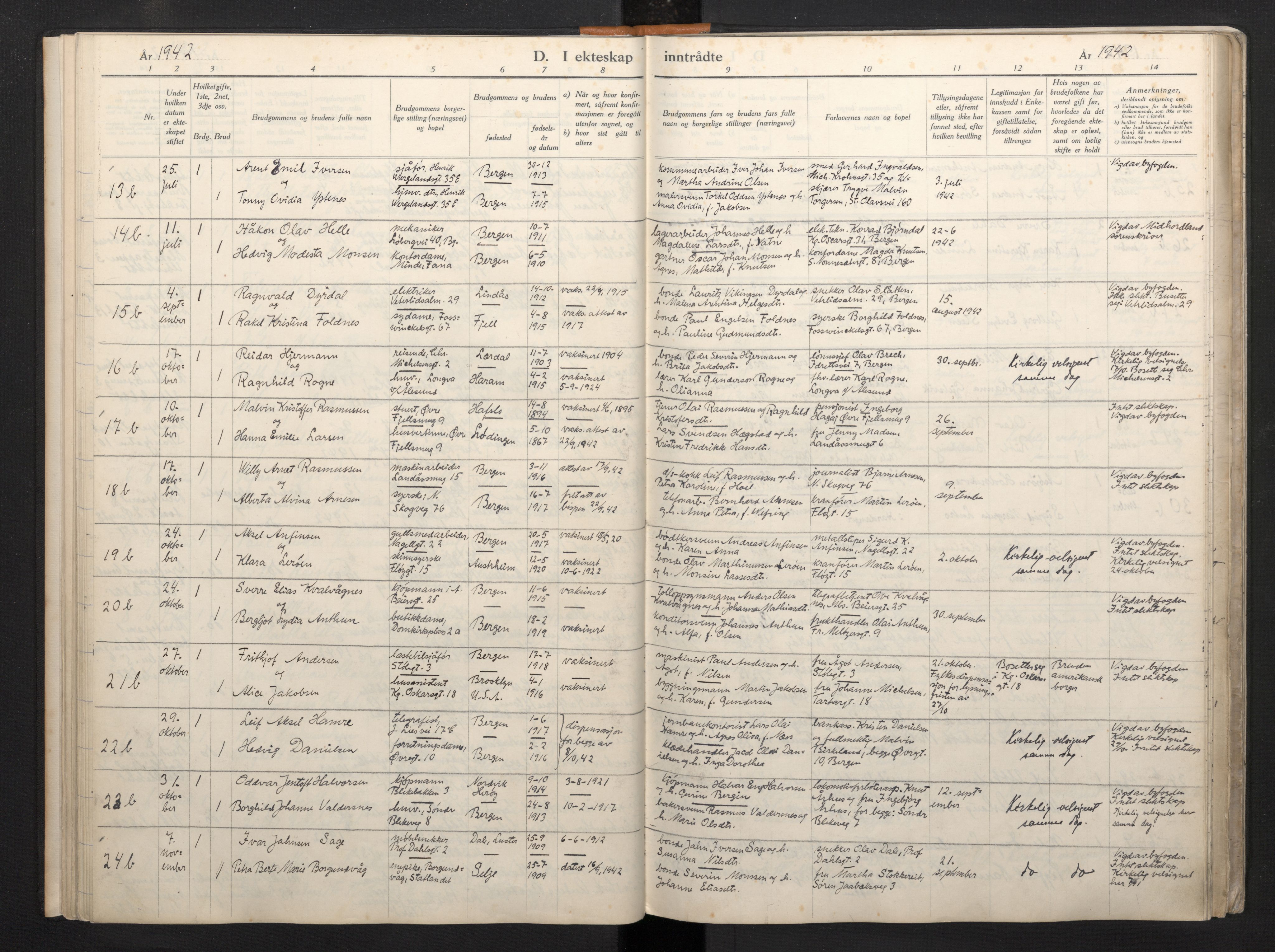 Korskirken sokneprestembete, AV/SAB-A-76101/H/Haa: Parish register (official) no. A 15, 1942-1945