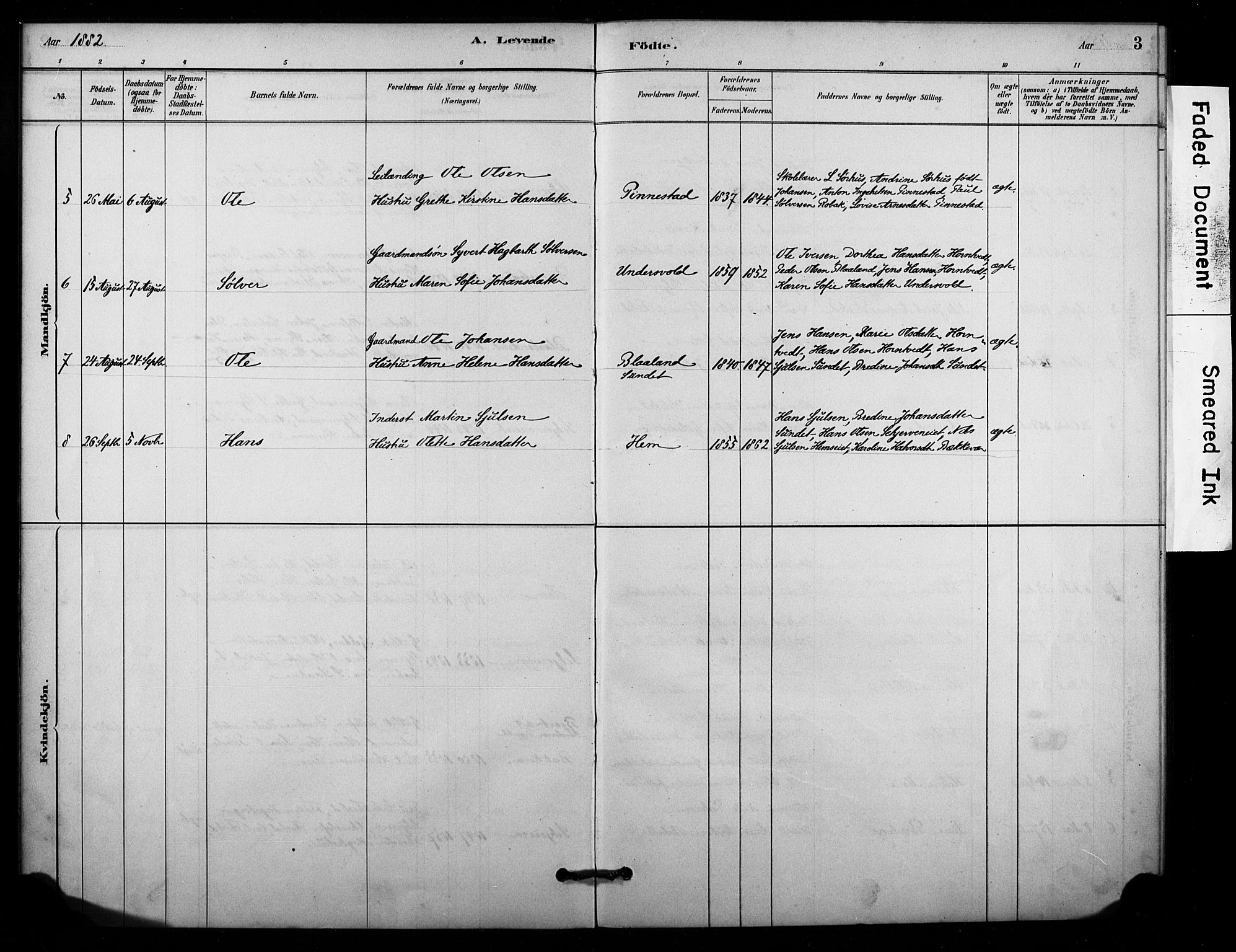 Lardal kirkebøker, SAKO/A-350/F/Fc/L0001: Parish register (official) no. III 1, 1881-1906, p. 3