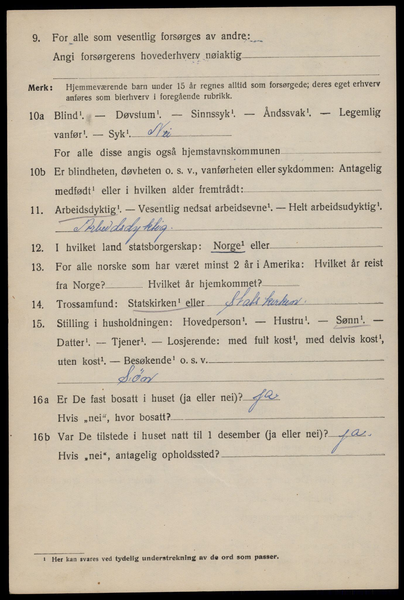 SAT, 1920 census for Trondheim, 1920, p. 127609