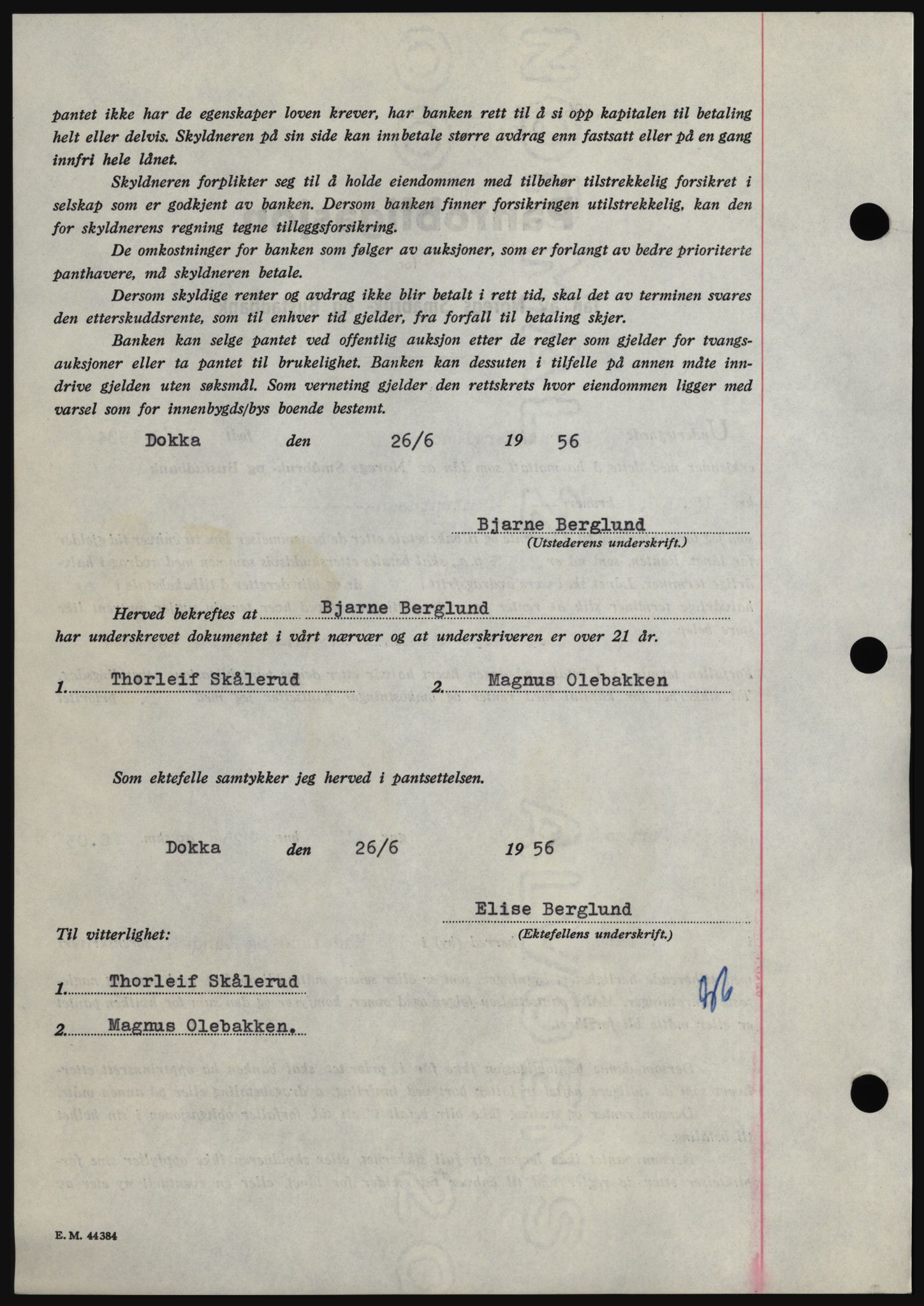 Hadeland og Land tingrett, SAH/TING-010/H/Hb/Hbc/L0034: Mortgage book no. B34, 1956-1956, Diary no: : 2074/1956