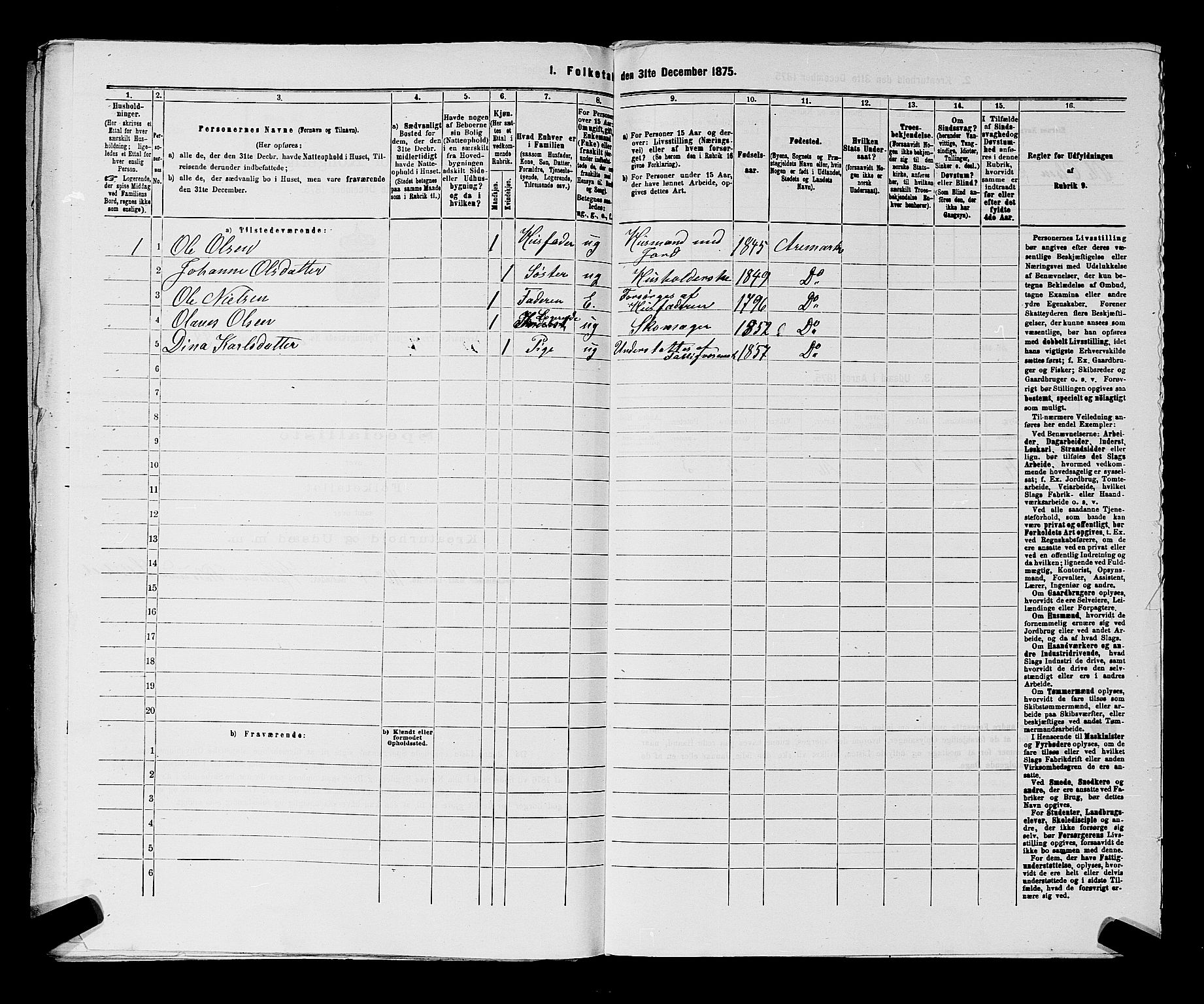 RA, 1875 census for 0118P Aremark, 1875, p. 822