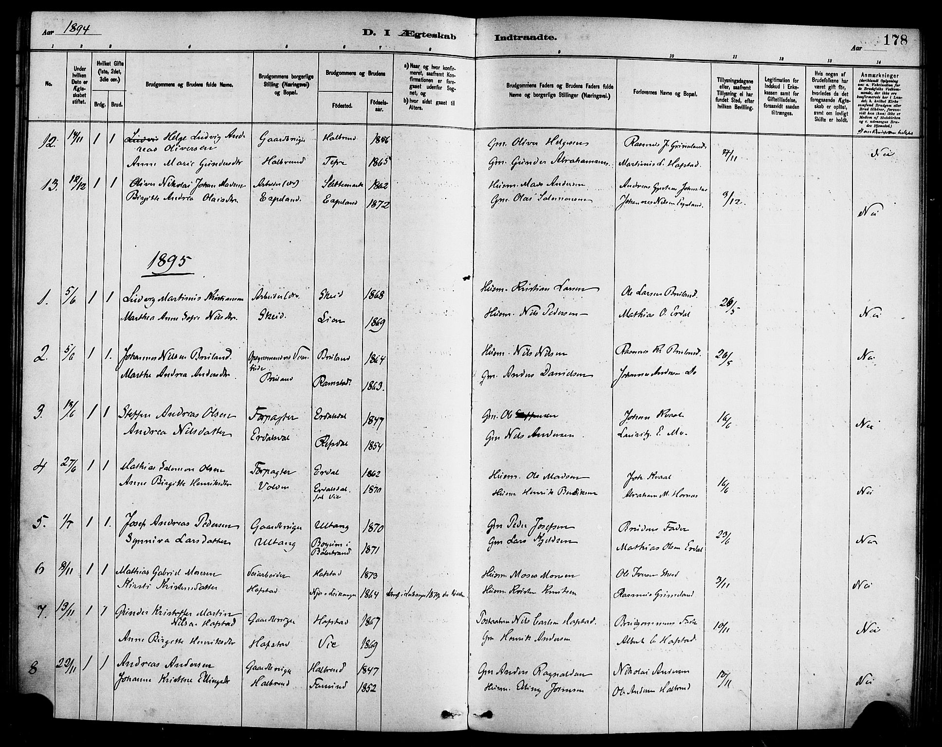 Førde sokneprestembete, AV/SAB-A-79901/H/Haa/Haab/L0001: Parish register (official) no. B 1, 1880-1898, p. 178