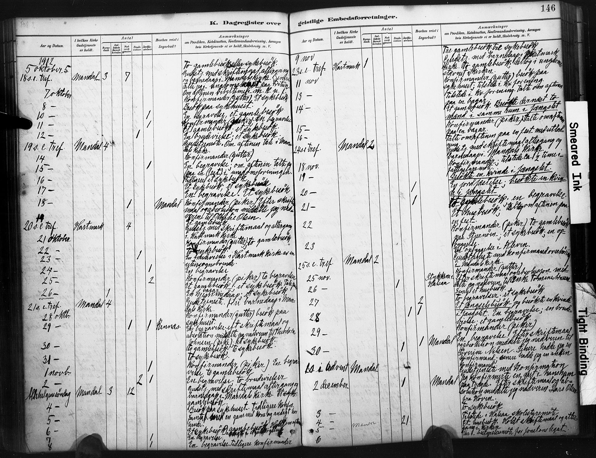 Mandal sokneprestkontor, AV/SAK-1111-0030/F/Fa/Faa/L0017: Parish register (official) no. A 17, 1880-1926, p. 146