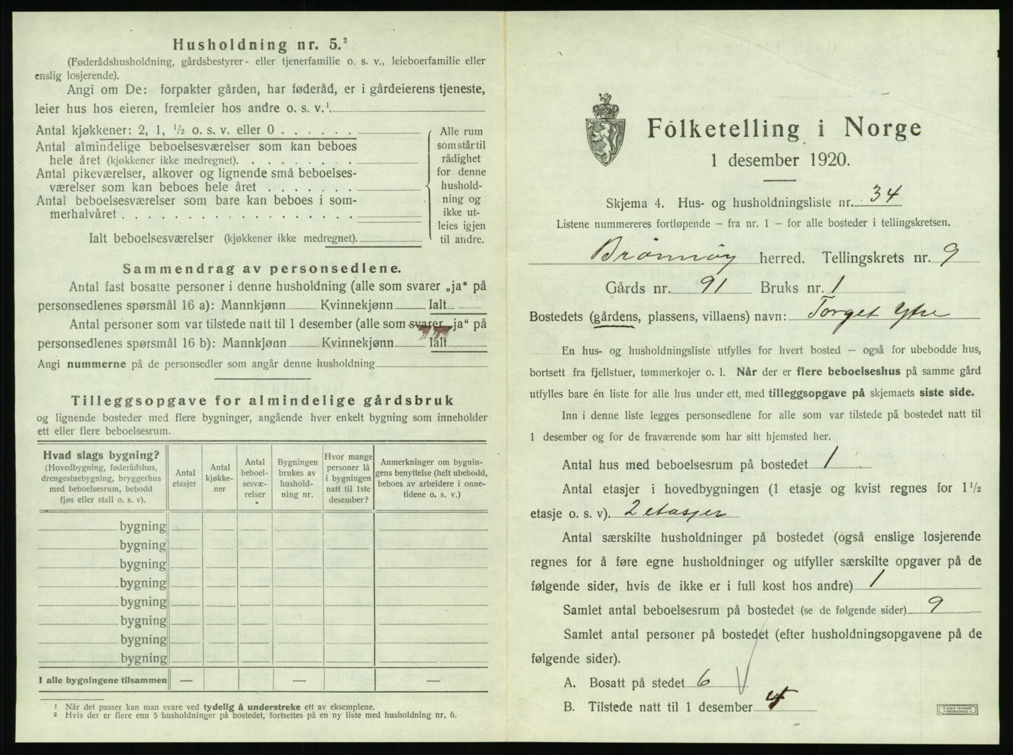 SAT, 1920 census for Brønnøy, 1920, p. 964