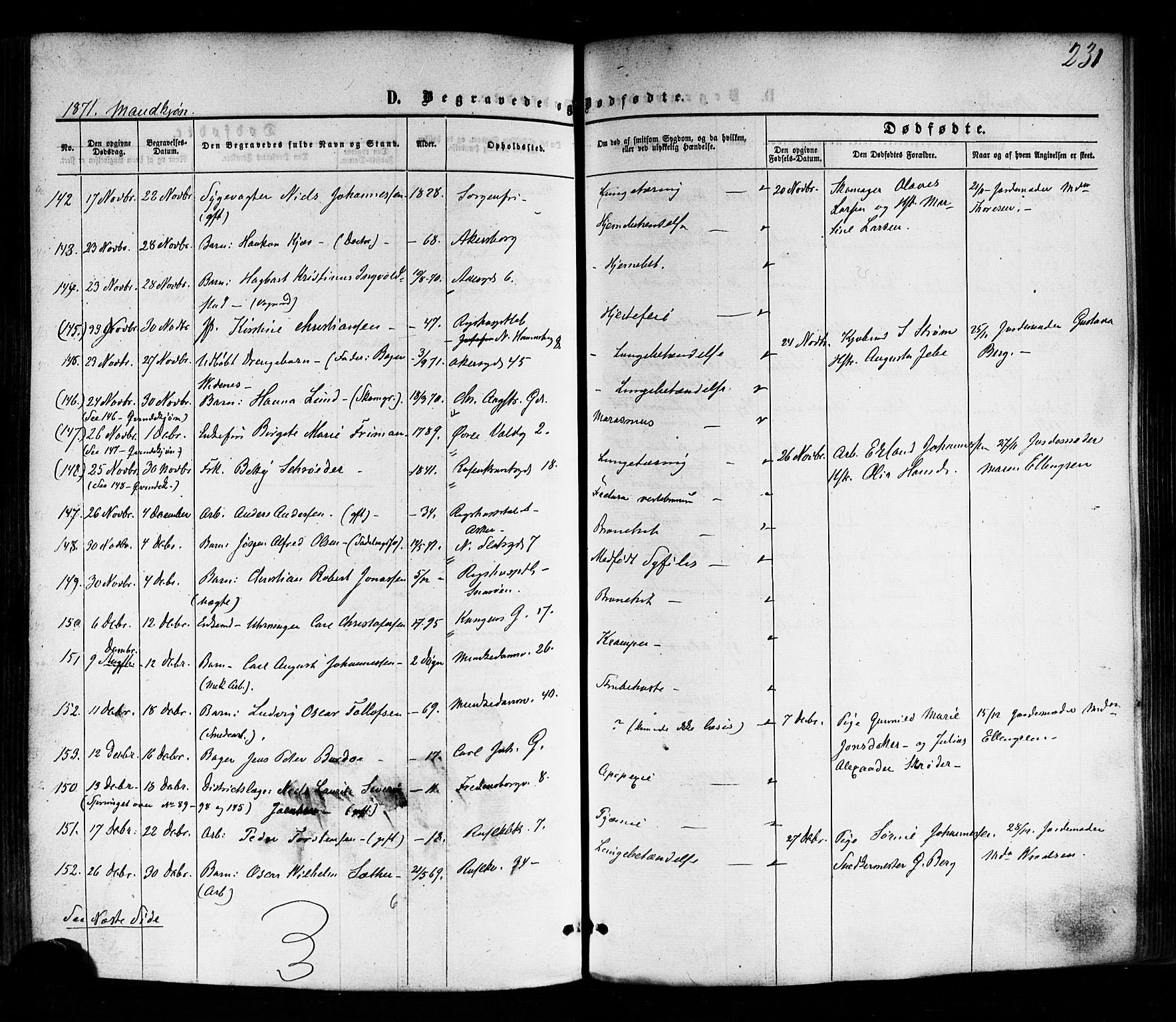 Trefoldighet prestekontor Kirkebøker, SAO/A-10882/F/Fd/L0001: Parish register (official) no. IV 1, 1858-1877, p. 231