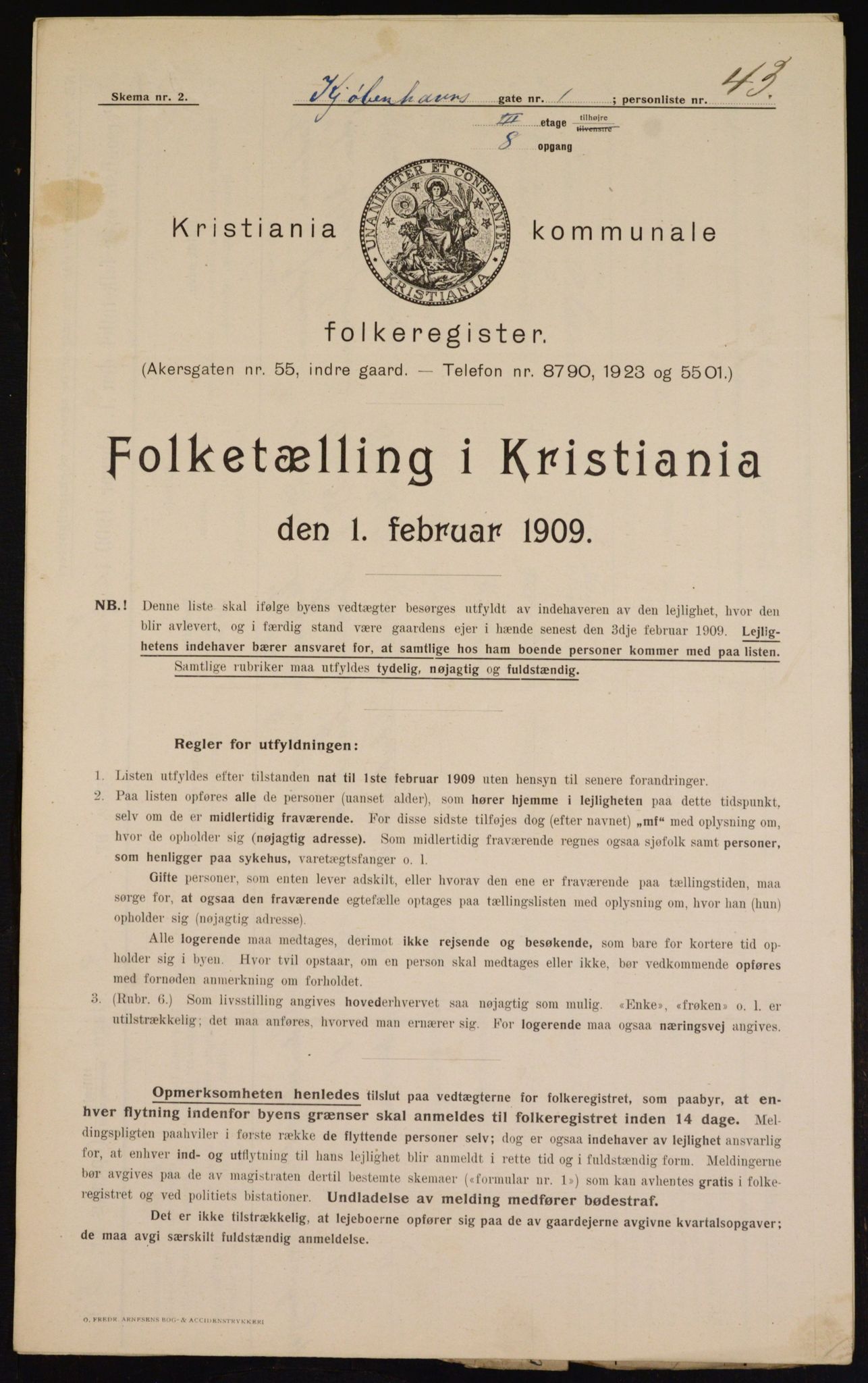 OBA, Municipal Census 1909 for Kristiania, 1909, p. 46958