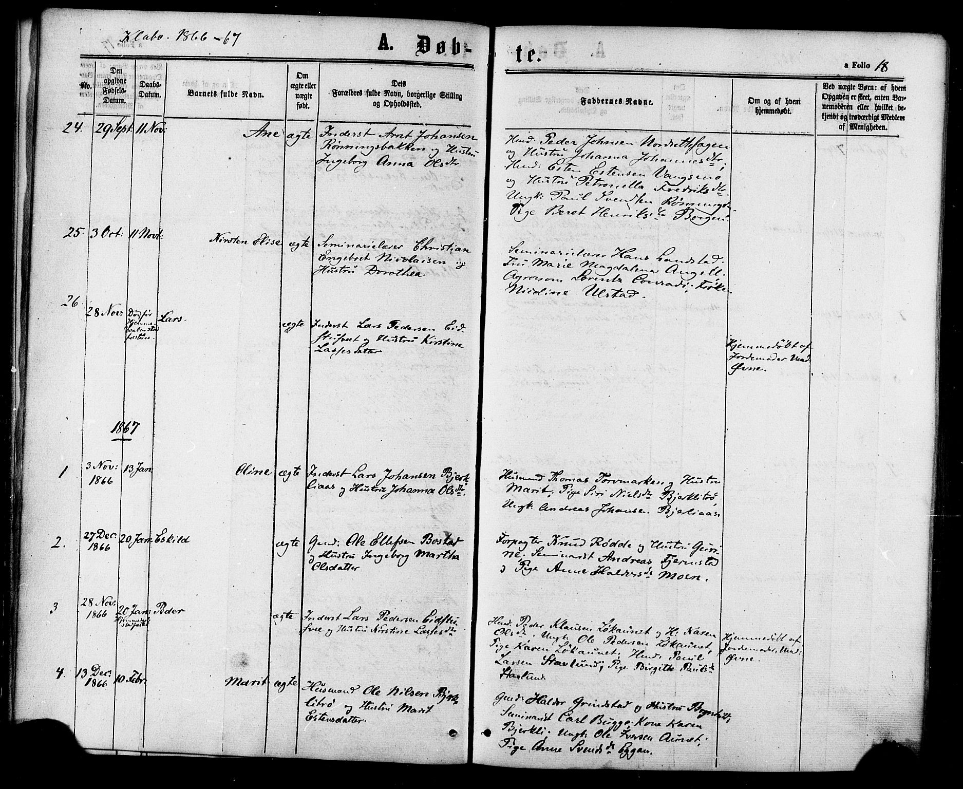Ministerialprotokoller, klokkerbøker og fødselsregistre - Sør-Trøndelag, SAT/A-1456/618/L0442: Parish register (official) no. 618A06 /1, 1863-1879, p. 18