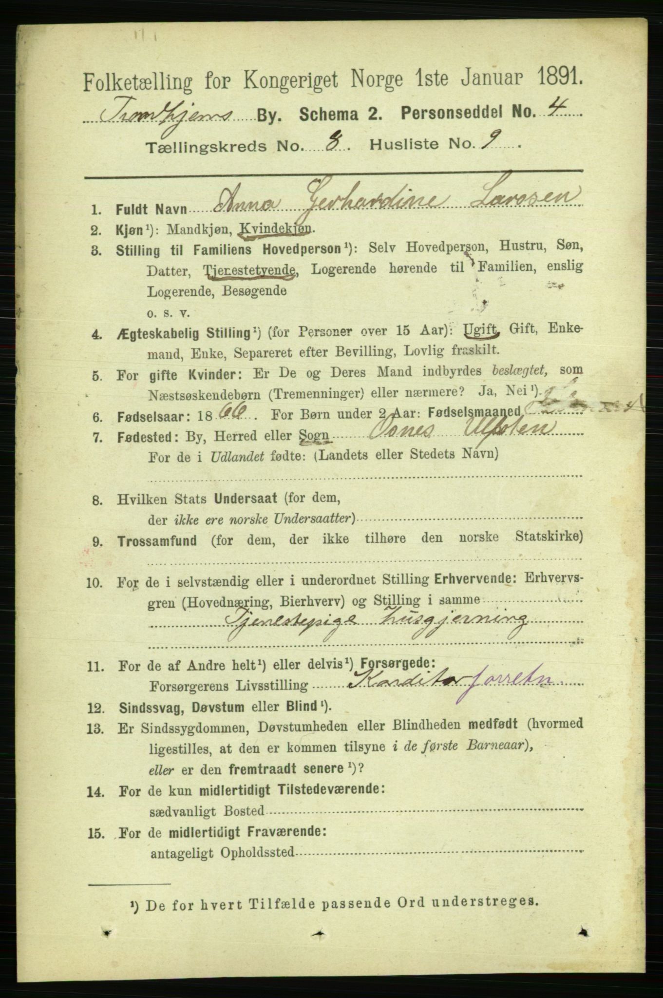 RA, 1891 census for 1601 Trondheim, 1891, p. 6860