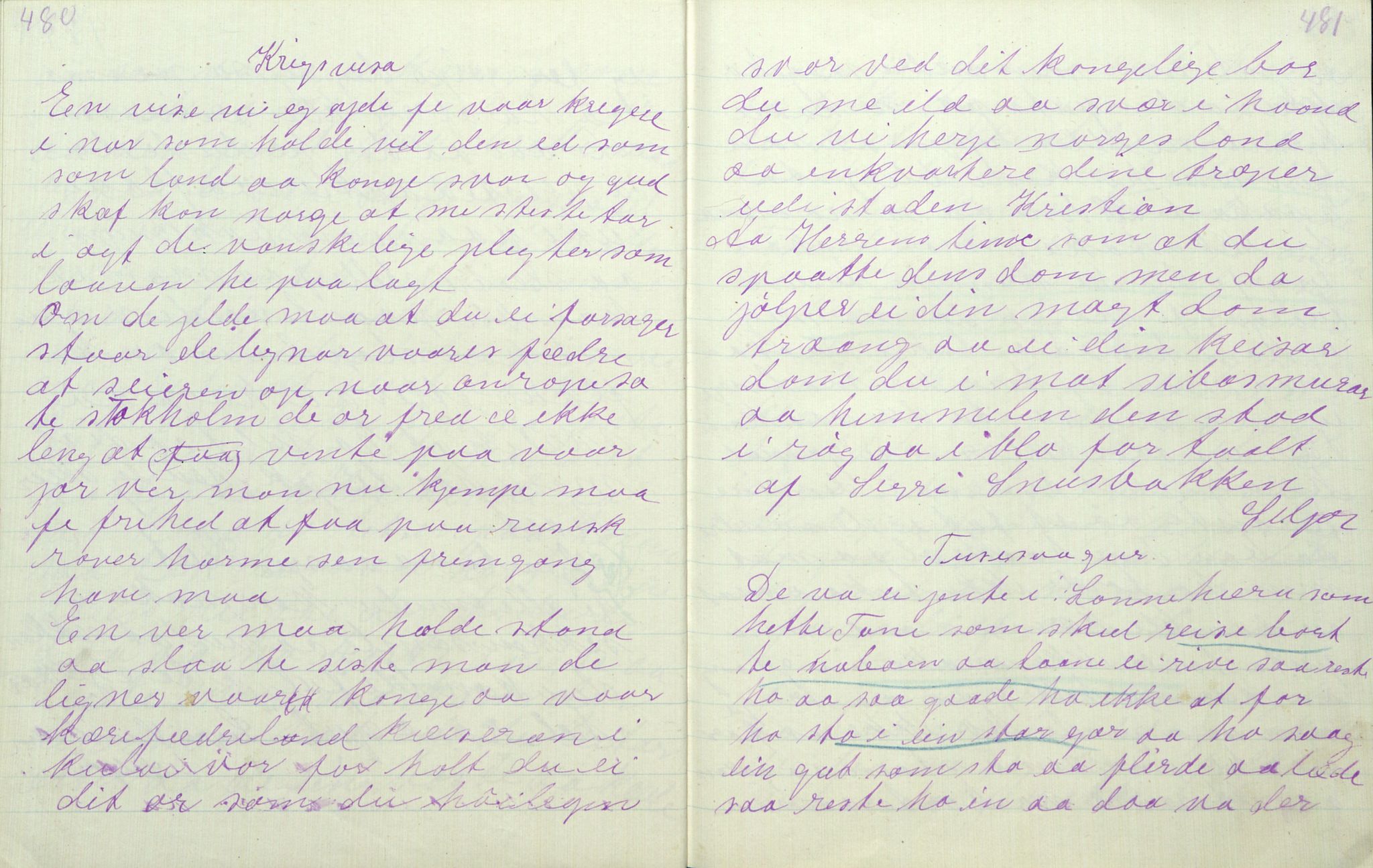 Rikard Berge, TEMU/TGM-A-1003/F/L0011/0011: 381-399 / 391 Oppskrifter av Gunnhild Kivle, 1918-1919, p. 480-481