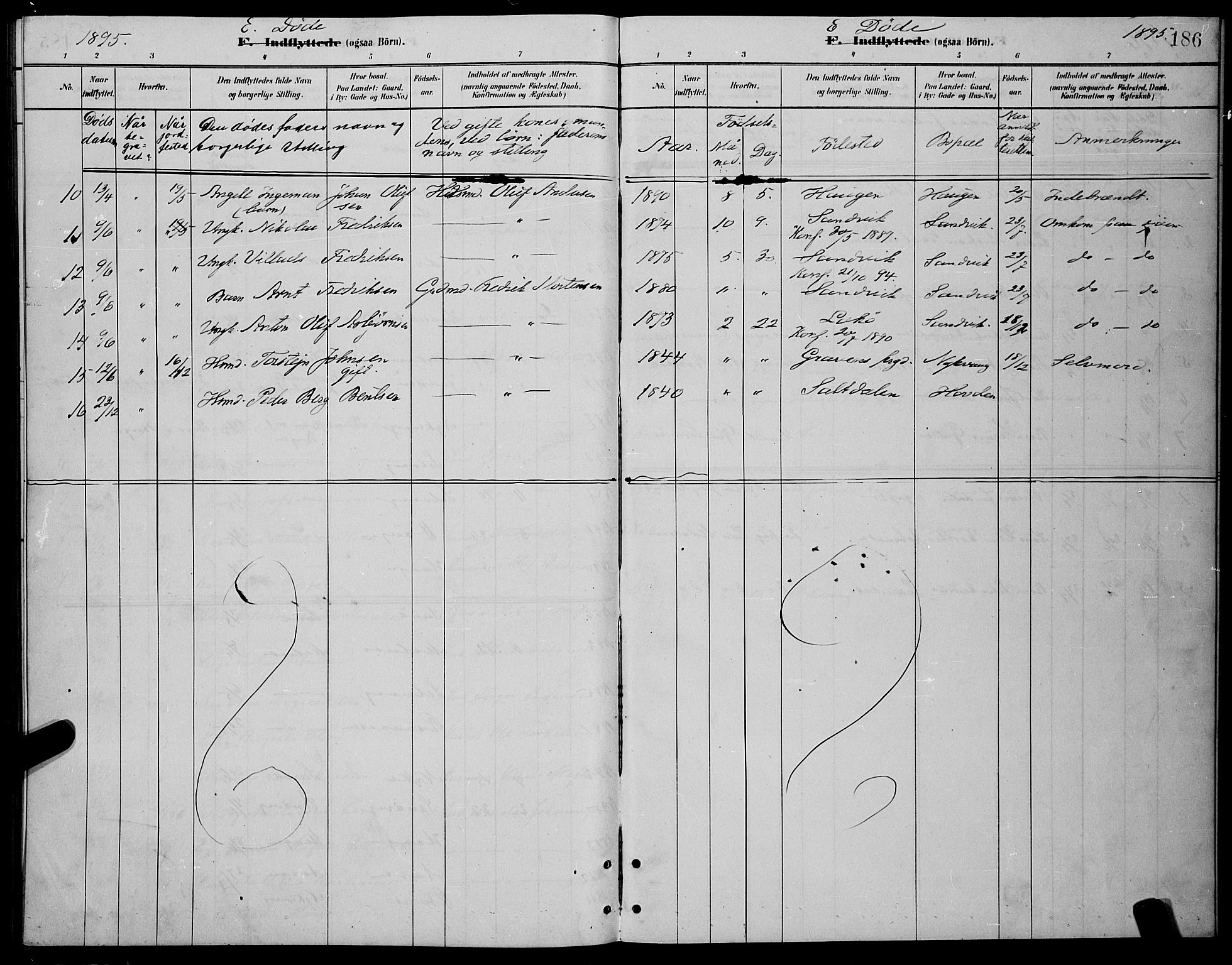 Ministerialprotokoller, klokkerbøker og fødselsregistre - Nordland, AV/SAT-A-1459/892/L1325: Parish register (copy) no. 892C02, 1878-1896, p. 186