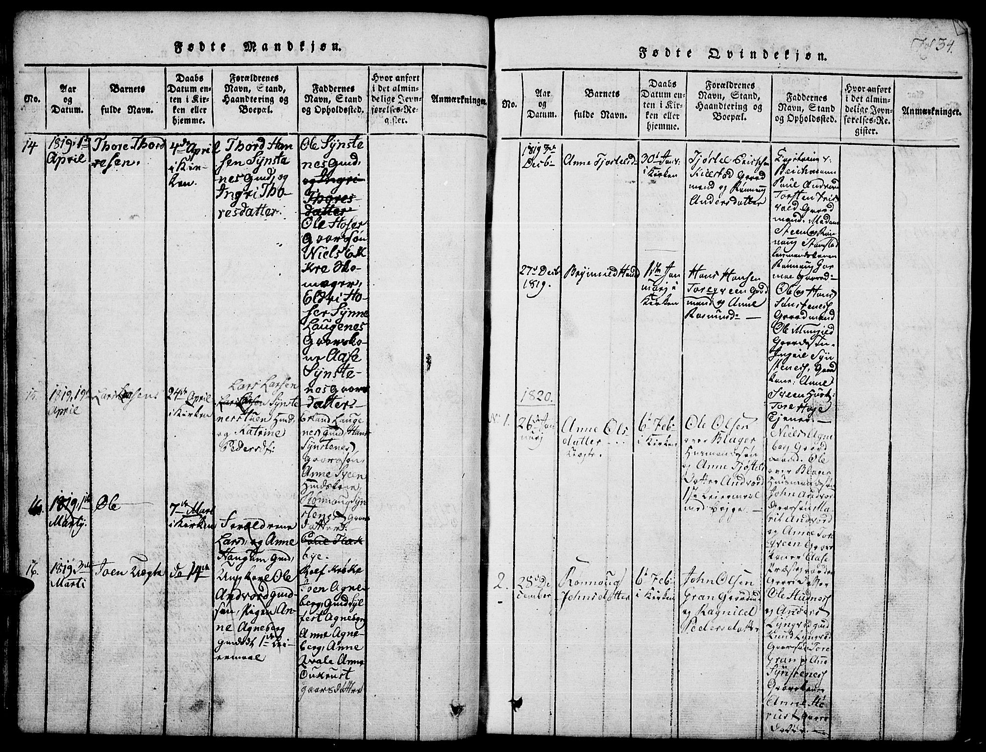 Lom prestekontor, SAH/PREST-070/L/L0001: Parish register (copy) no. 1, 1815-1836, p. 34