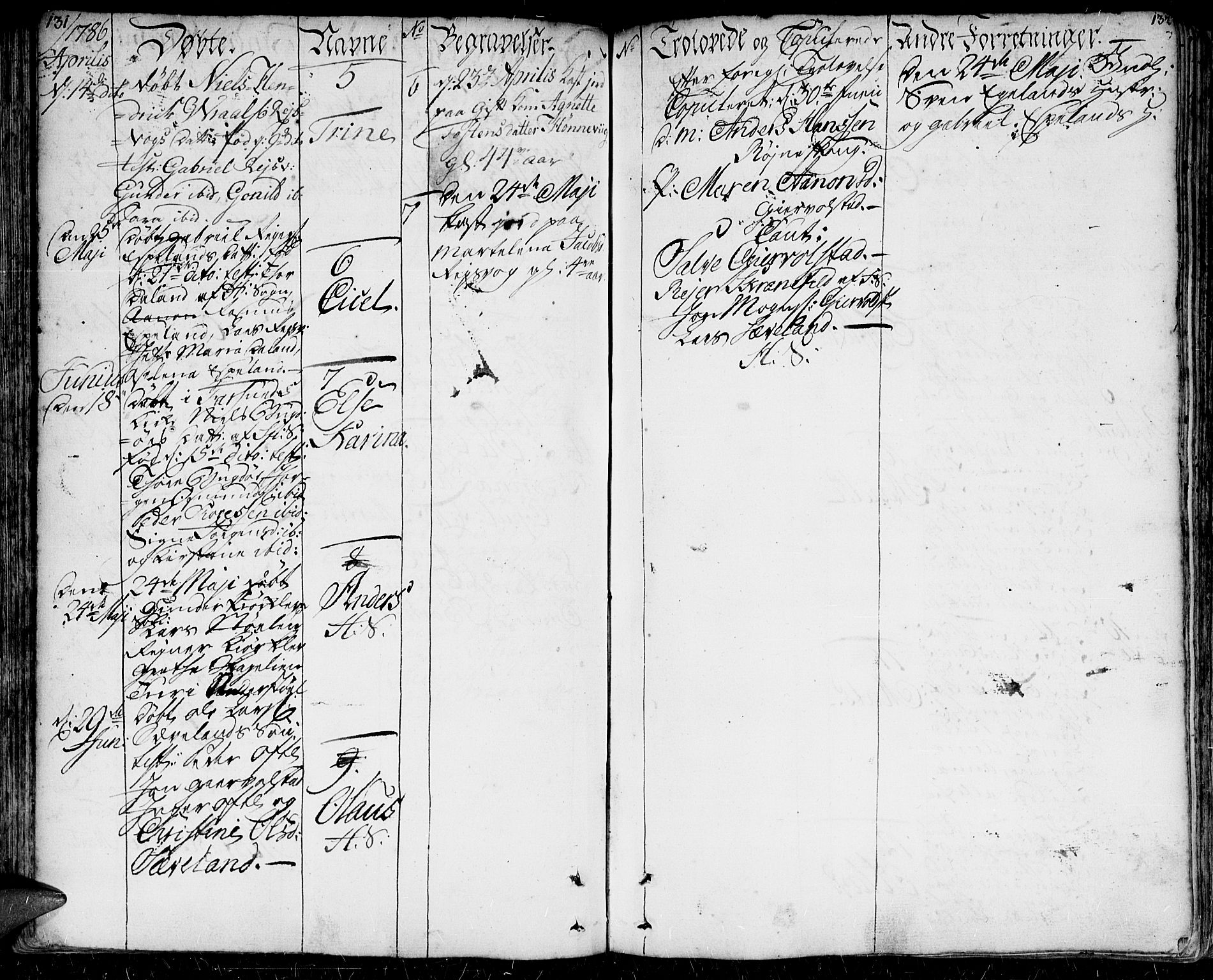 Herad sokneprestkontor, AV/SAK-1111-0018/F/Fa/Faa/L0001: Parish register (official) no. A 1 /2, 1768-1797, p. 131-132