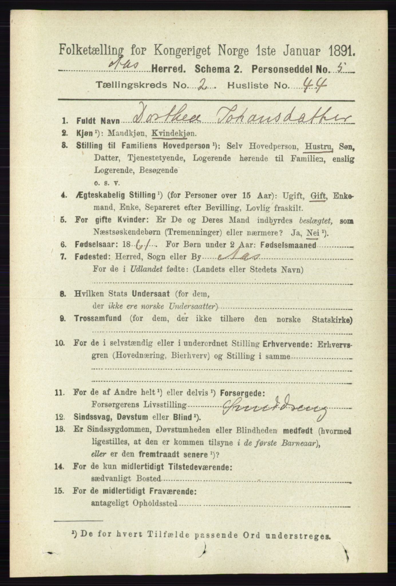 RA, 1891 census for 0214 Ås, 1891, p. 1819