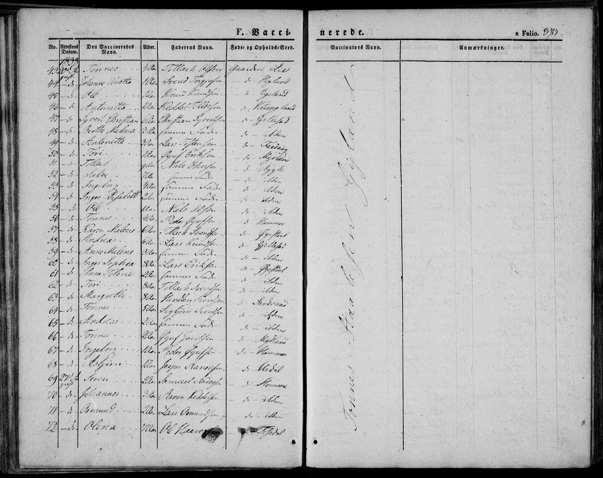 Bakke sokneprestkontor, SAK/1111-0002/F/Fa/Faa/L0004: Parish register (official) no. A 4, 1834-1846, p. 383