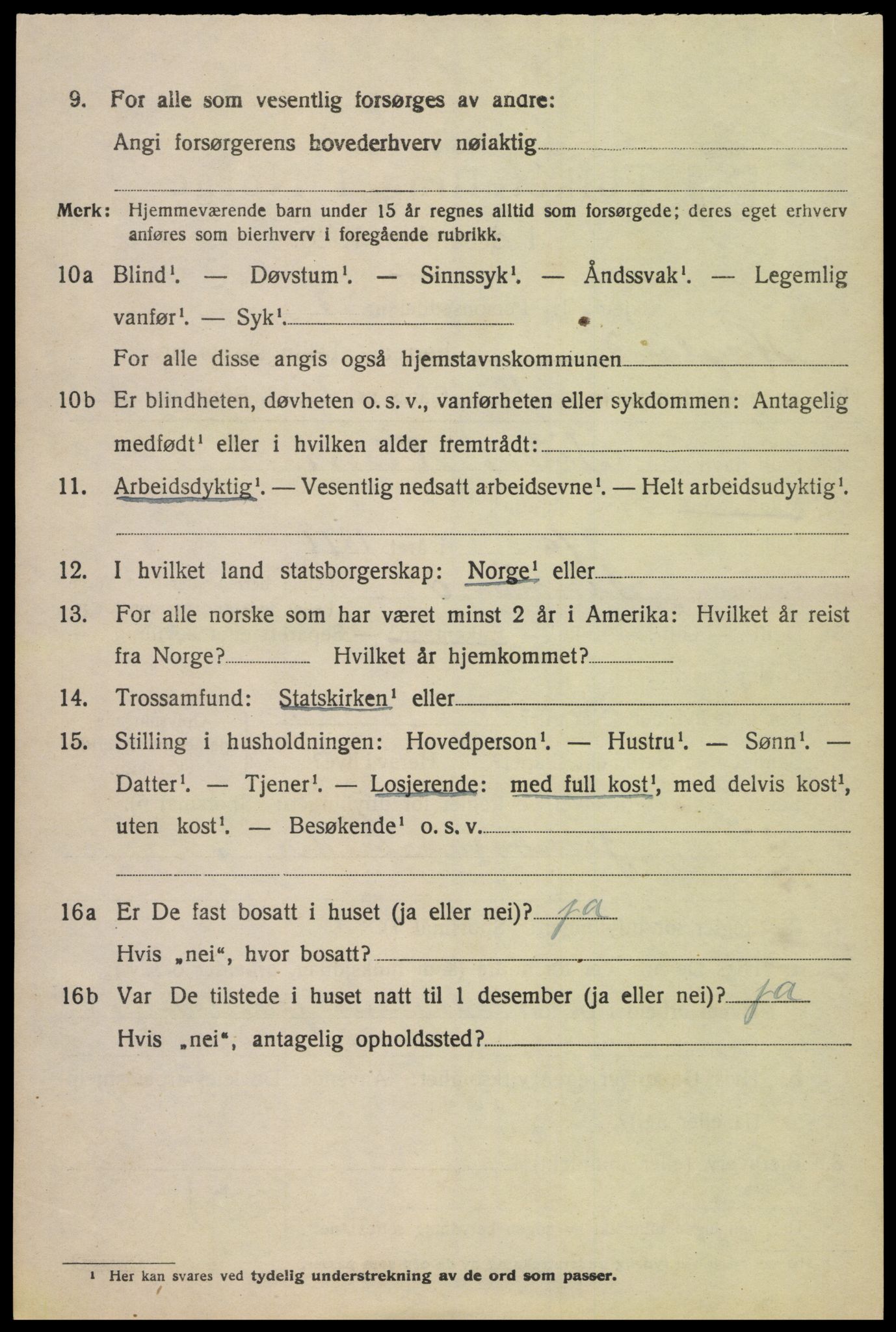 SAK, 1920 census for Hægeland, 1920, p. 2096