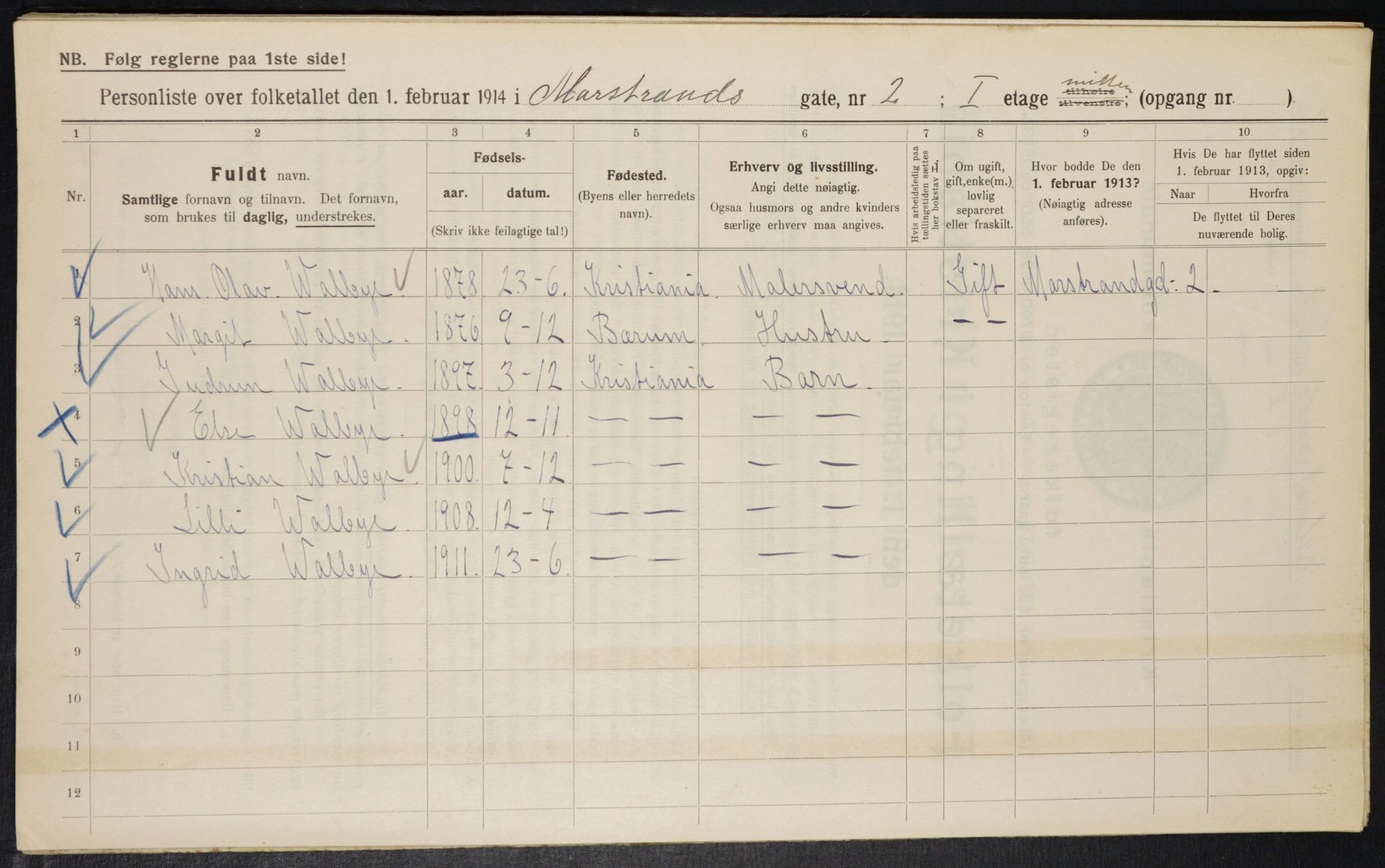 OBA, Municipal Census 1914 for Kristiania, 1914, p. 64644