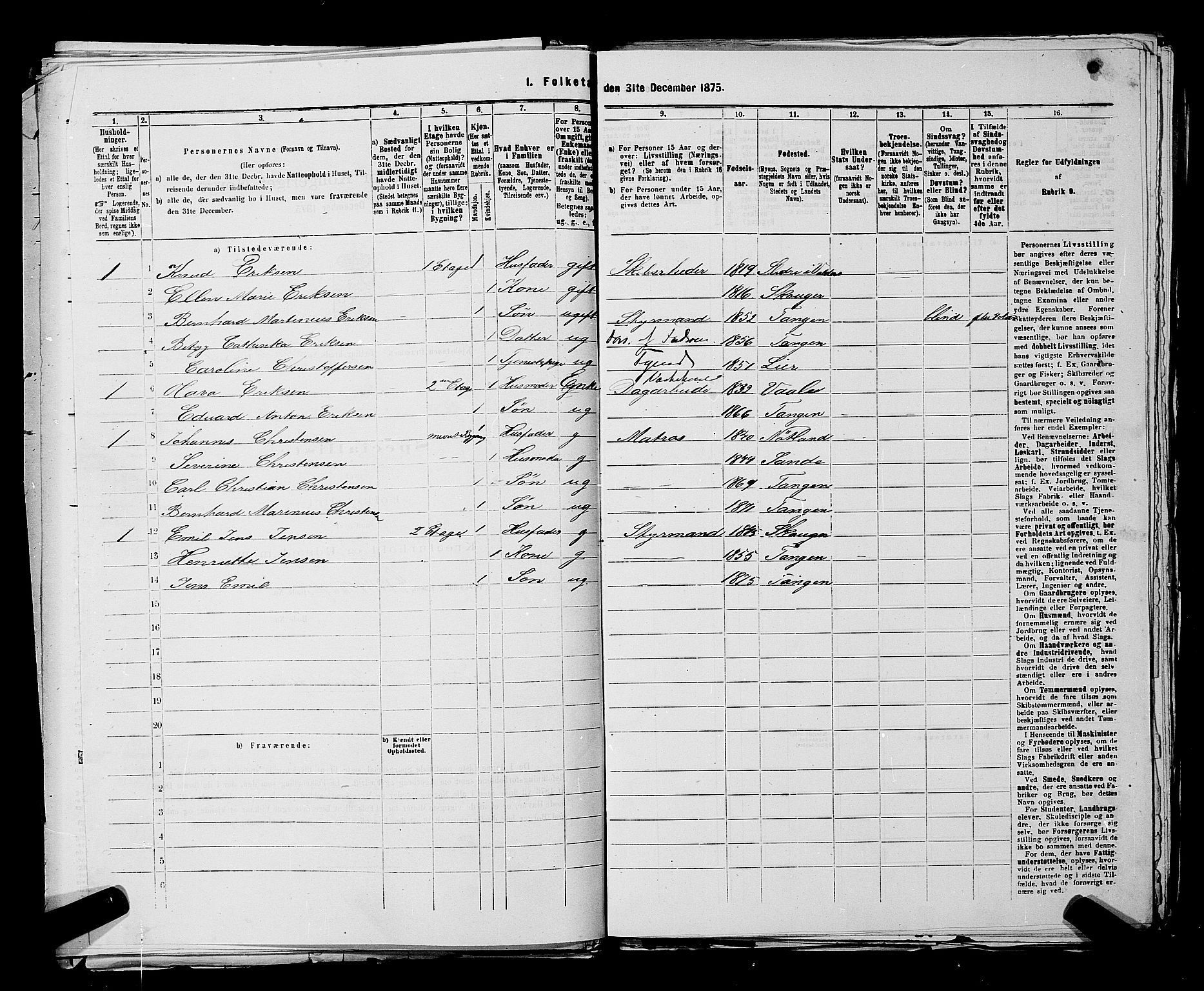 SAKO, 1875 census for 0602 Drammen, 1875, p. 3746