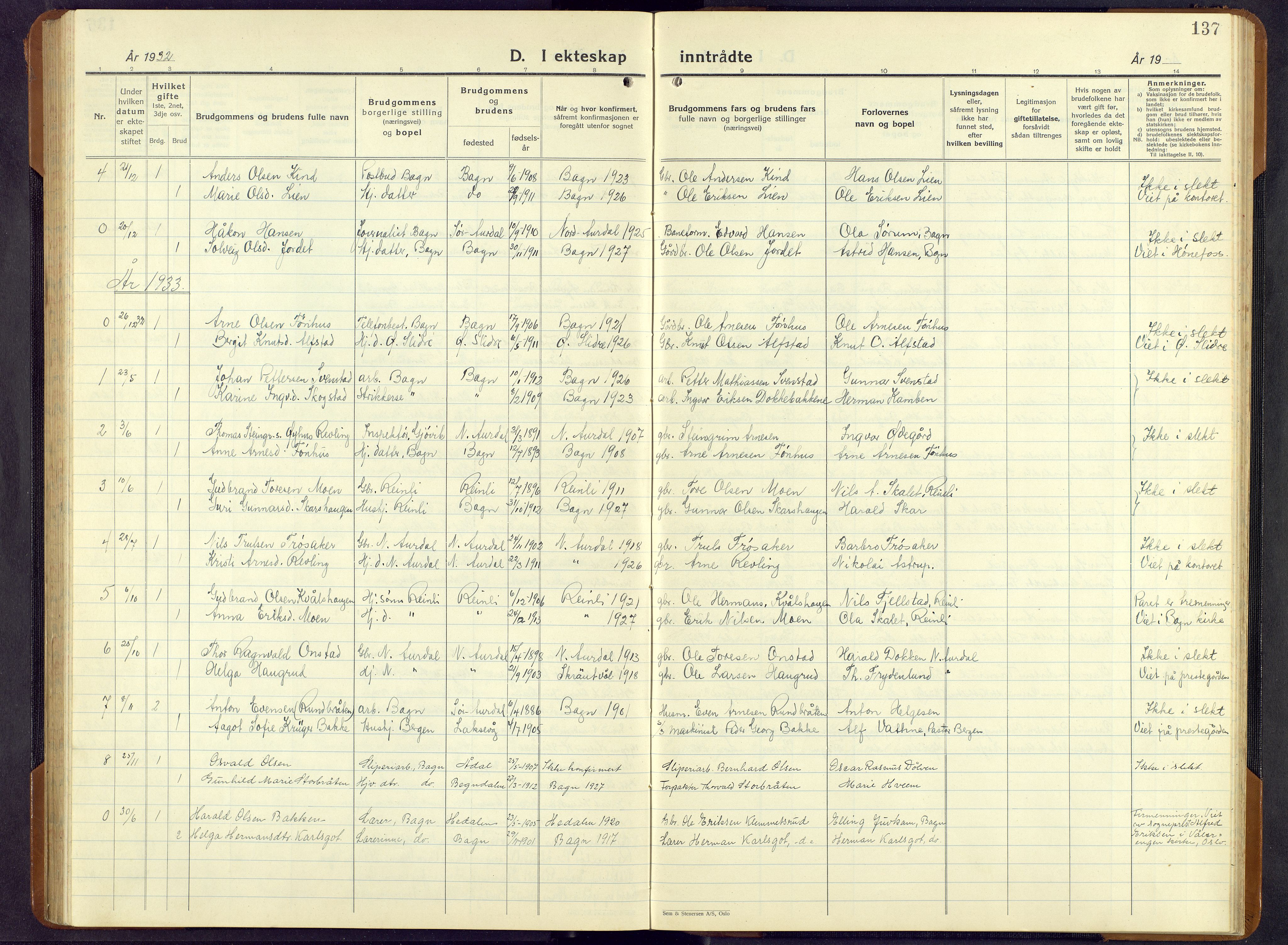 Sør-Aurdal prestekontor, SAH/PREST-128/H/Ha/Hab/L0011: Parish register (copy) no. 11, 1922-1950, p. 137