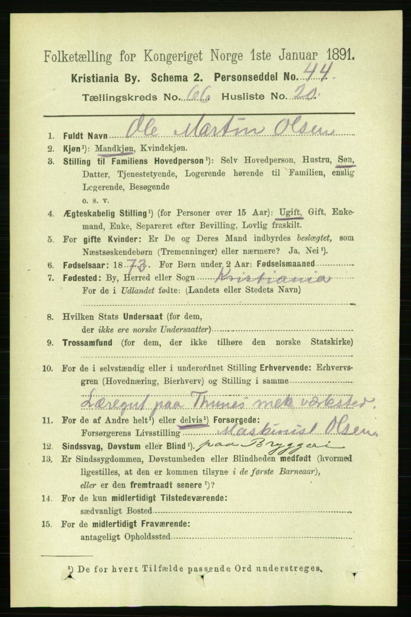 RA, 1891 census for 0301 Kristiania, 1891, p. 36010