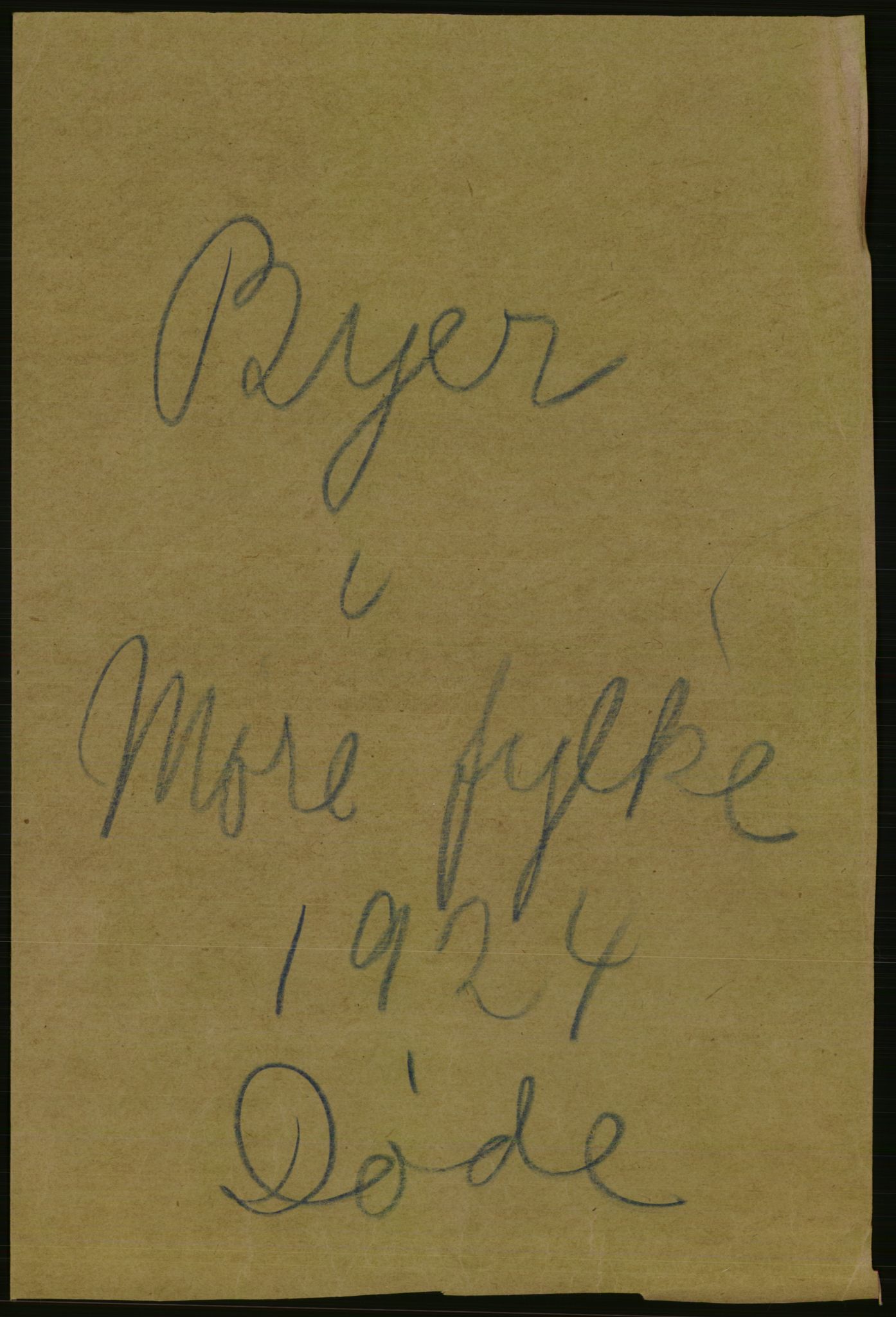 Statistisk sentralbyrå, Sosiodemografiske emner, Befolkning, AV/RA-S-2228/D/Df/Dfc/Dfcd/L0034: Møre fylke: Døde. Bygder og byer., 1924, p. 1