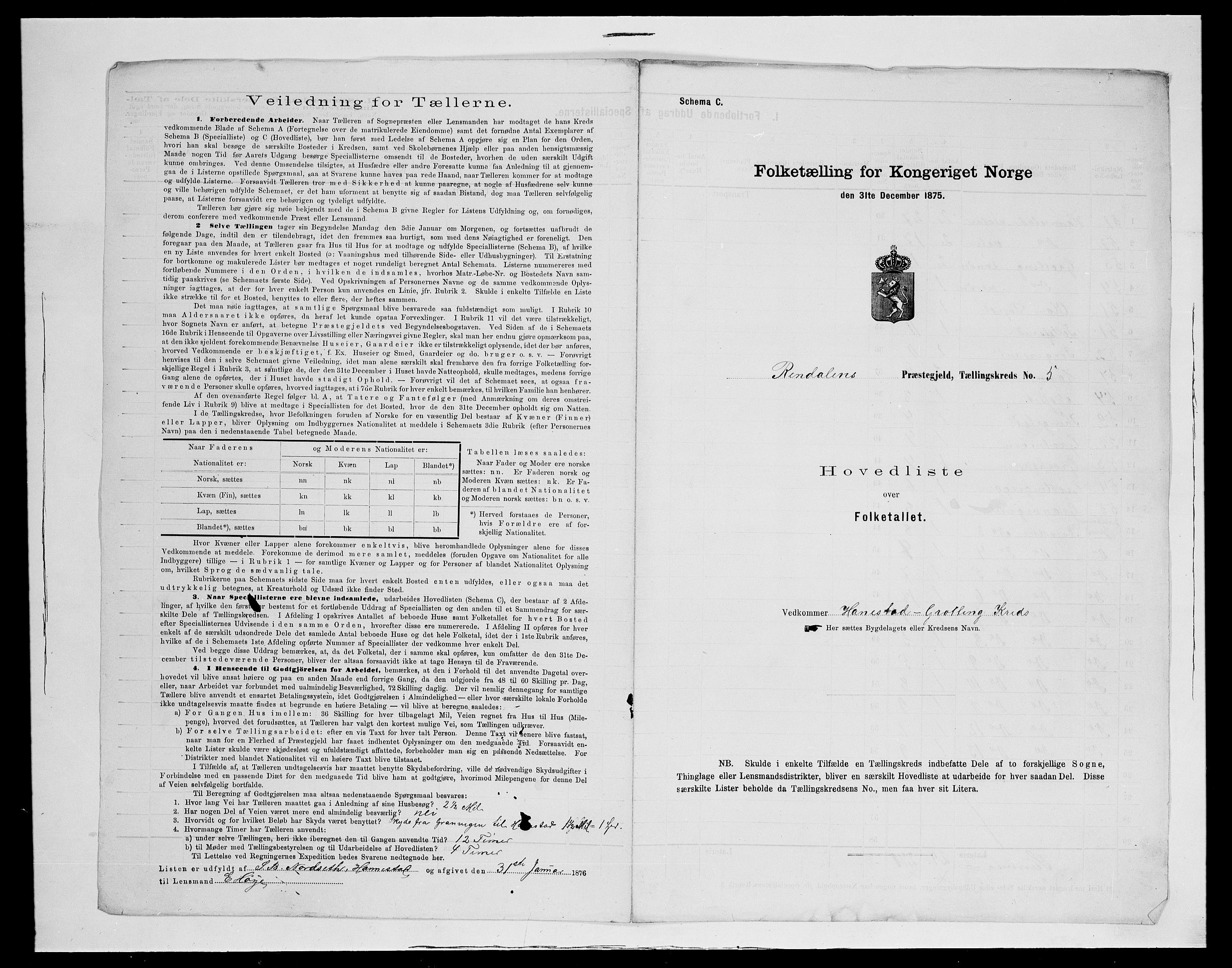 SAH, 1875 census for 0432P Rendalen, 1875, p. 32