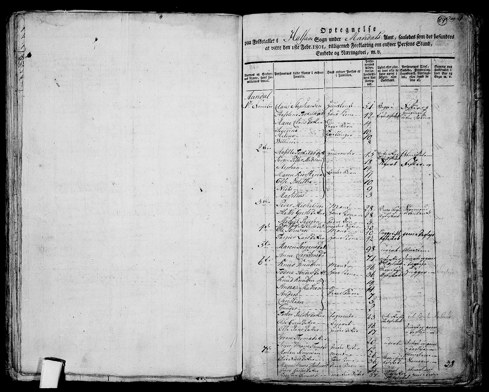 RA, 1801 census for 1019P Mandal, 1801, p. 88b-89a