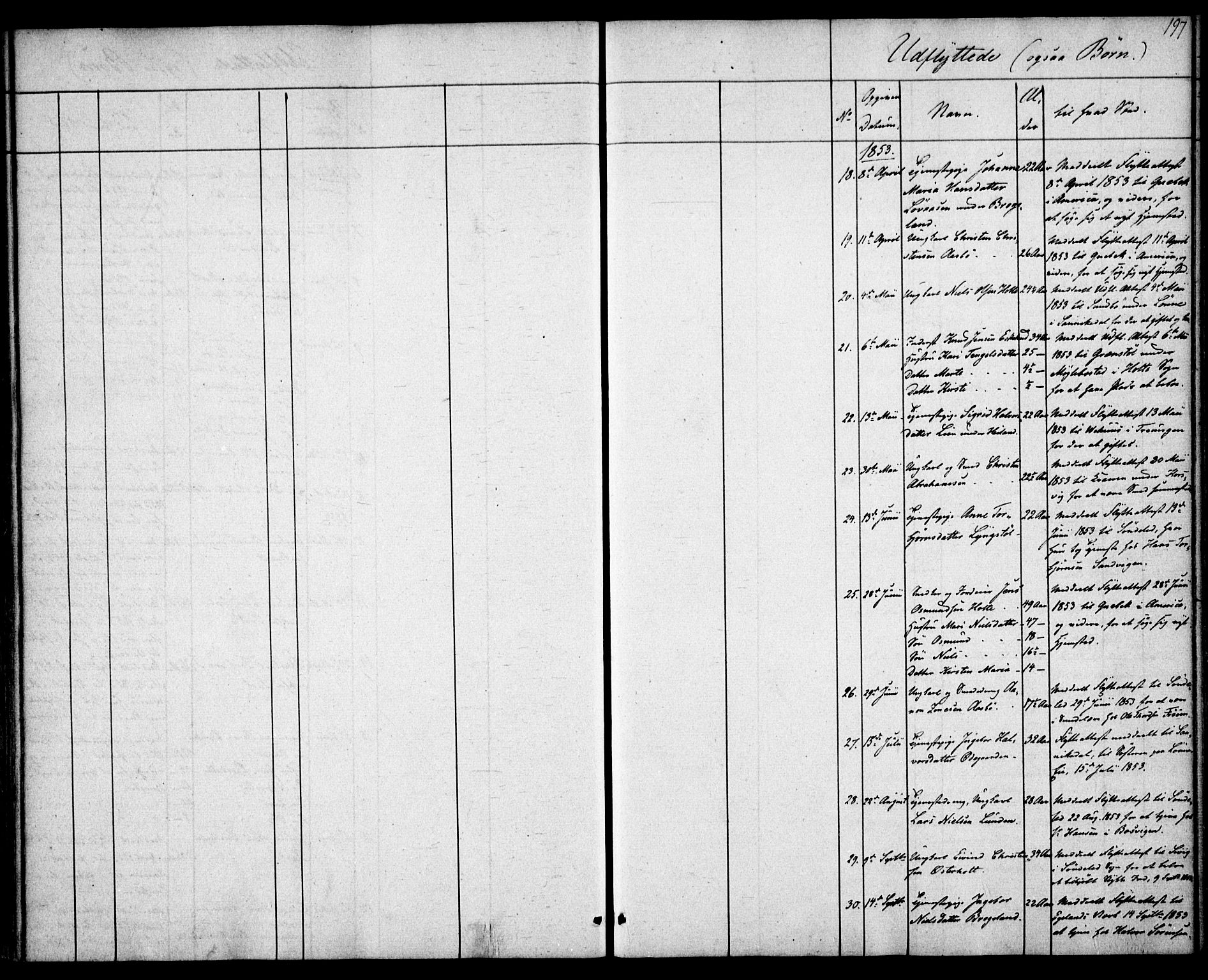 Gjerstad sokneprestkontor, SAK/1111-0014/F/Fa/Faa/L0006: Parish register (official) no. A 6, 1841-1857, p. 197