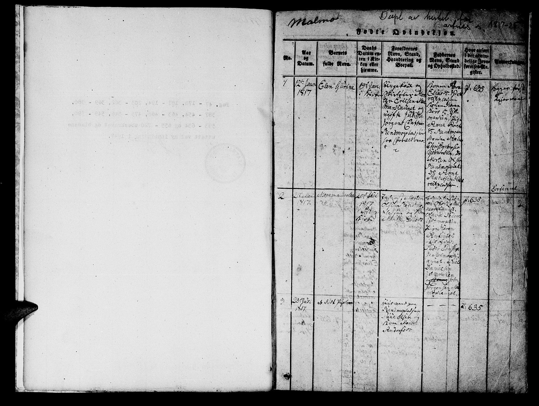 Ministerialprotokoller, klokkerbøker og fødselsregistre - Nord-Trøndelag, SAT/A-1458/745/L0433: Parish register (copy) no. 745C02, 1817-1825, p. 0-1