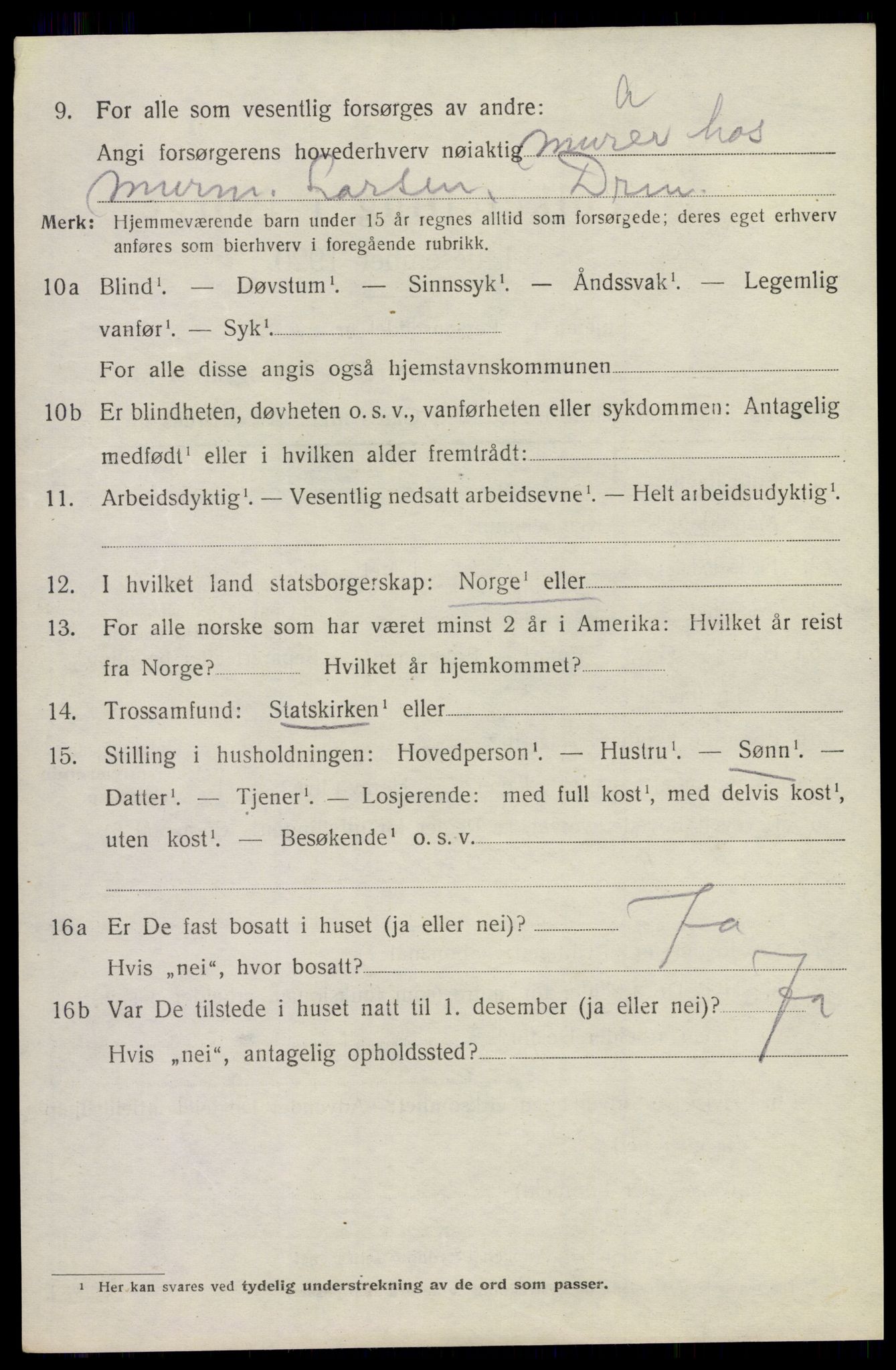 SAKO, 1920 census for Lier, 1920, p. 10587