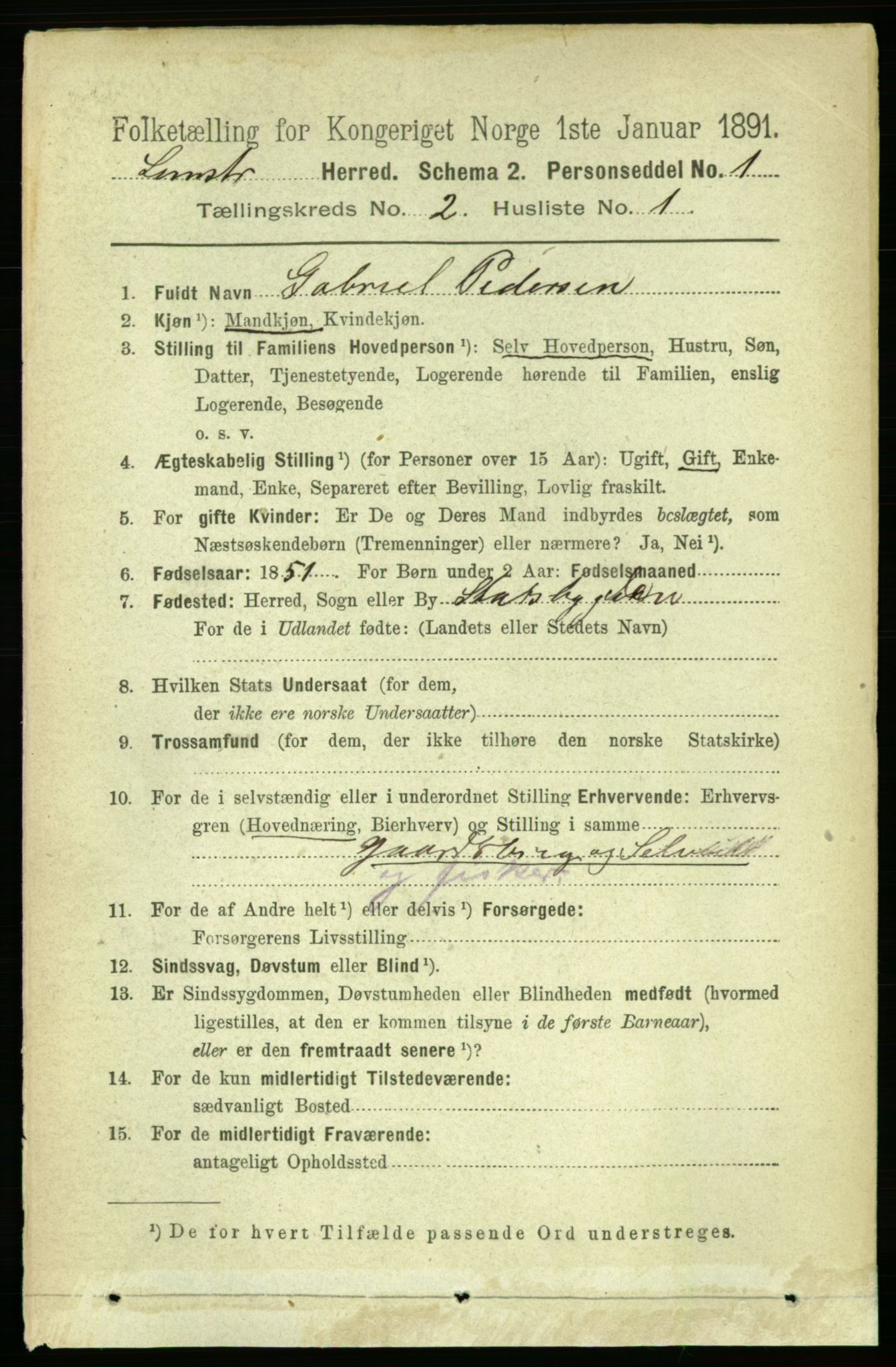 RA, 1891 census for 1654 Leinstrand, 1891, p. 495