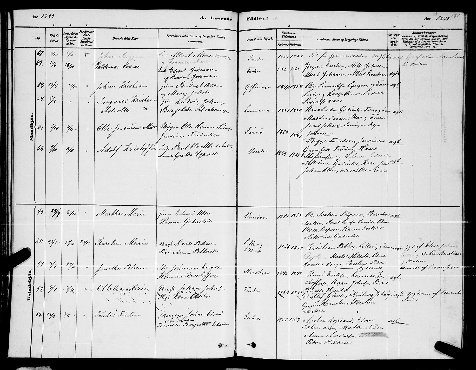 Ministerialprotokoller, klokkerbøker og fødselsregistre - Nordland, AV/SAT-A-1459/834/L0513: Parish register (copy) no. 834C04, 1877-1892, p. 181