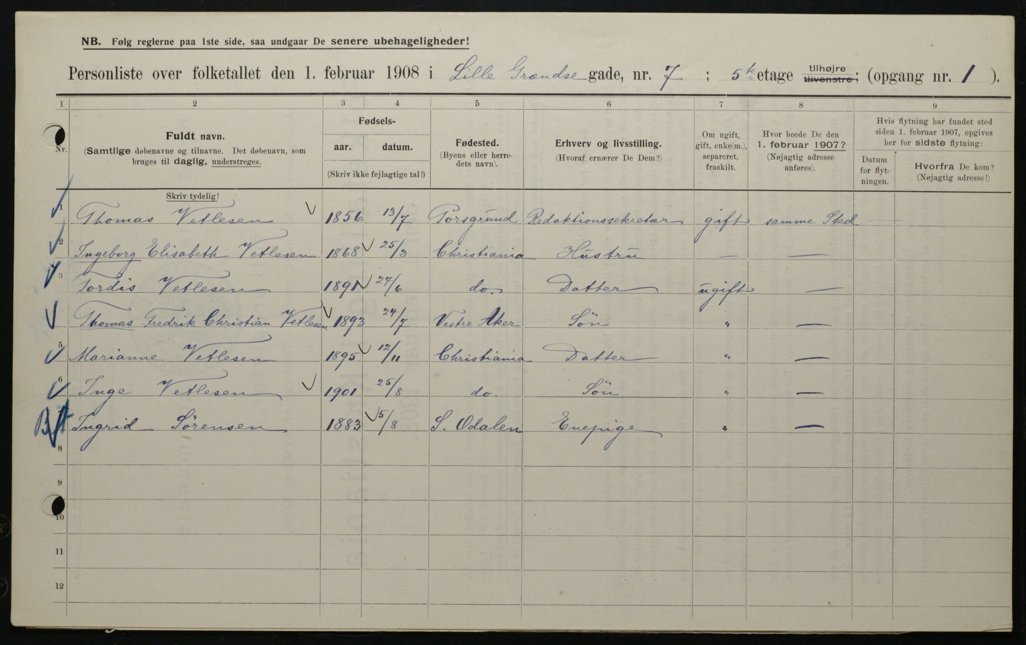 OBA, Municipal Census 1908 for Kristiania, 1908, p. 51655