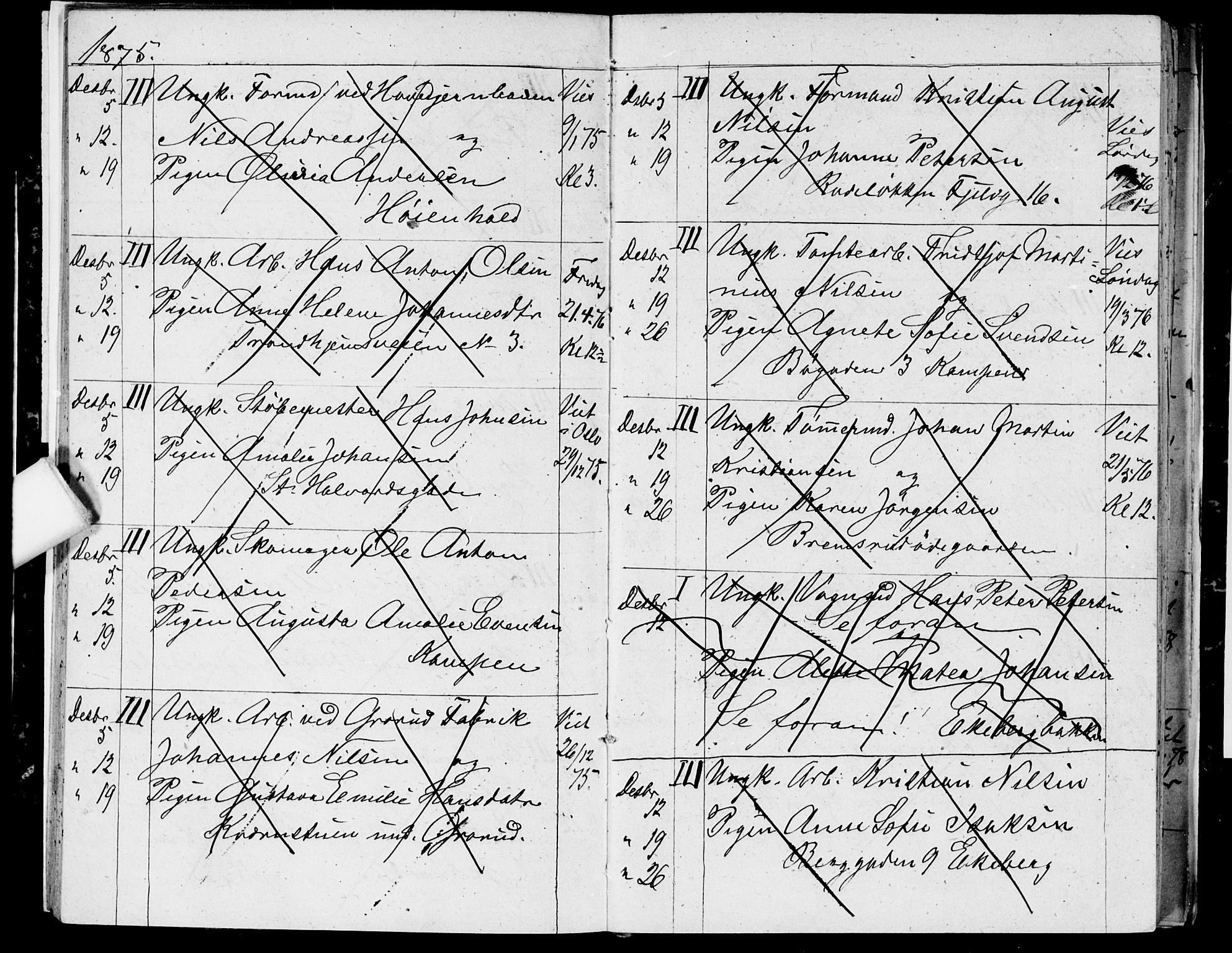 Østre Aker prestekontor Kirkebøker, AV/SAO-A-10840/H/Ha/L0003: Banns register no. I 3, 1873-1878