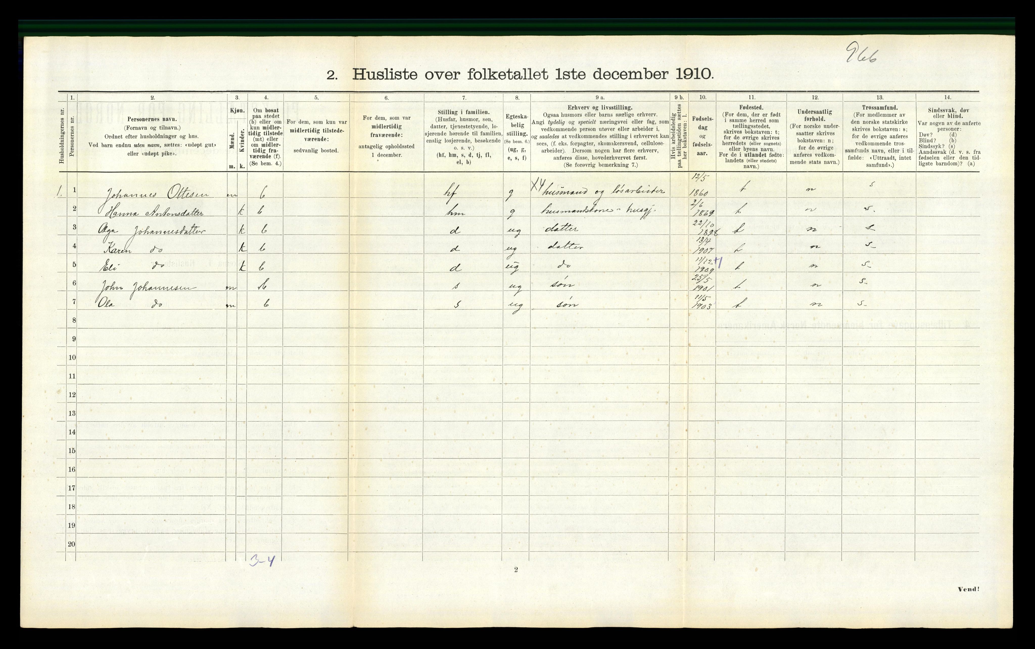 RA, 1910 census for Overhalla, 1910, p. 462