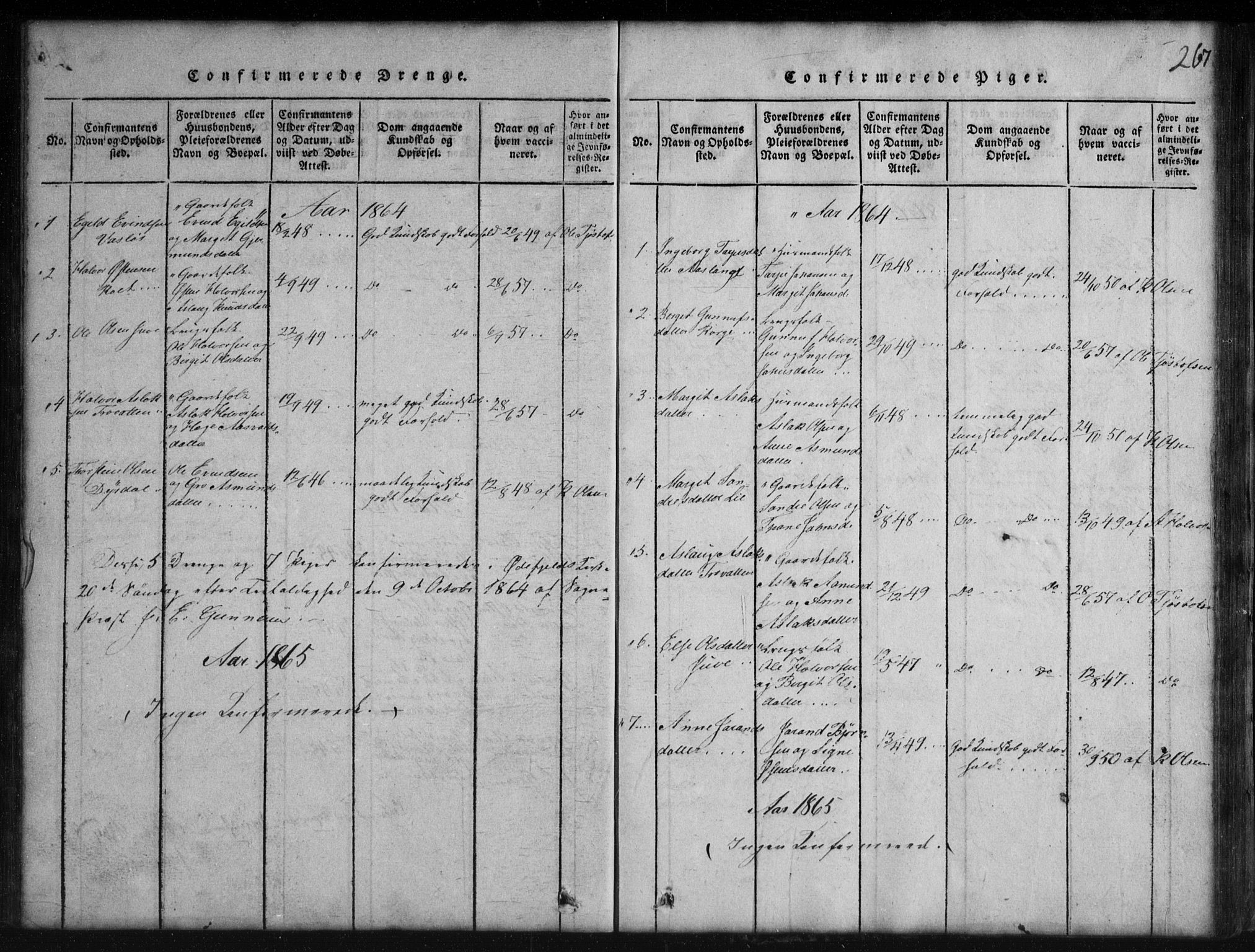 Rauland kirkebøker, SAKO/A-292/G/Gb/L0001: Parish register (copy) no. II 1, 1815-1886, p. 267