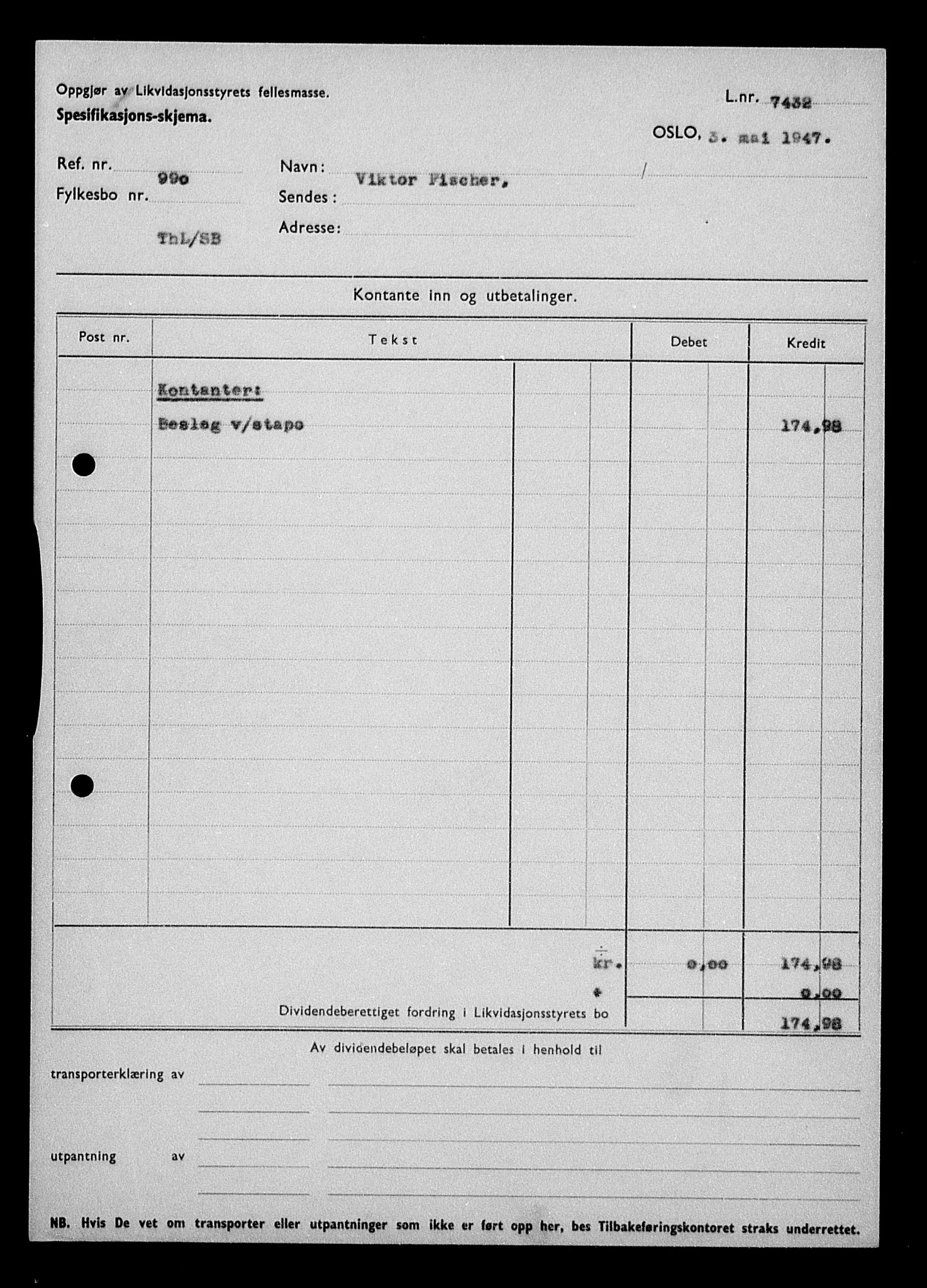 Justisdepartementet, Tilbakeføringskontoret for inndratte formuer, AV/RA-S-1564/H/Hc/Hcd/L0995: --, 1945-1947, p. 352