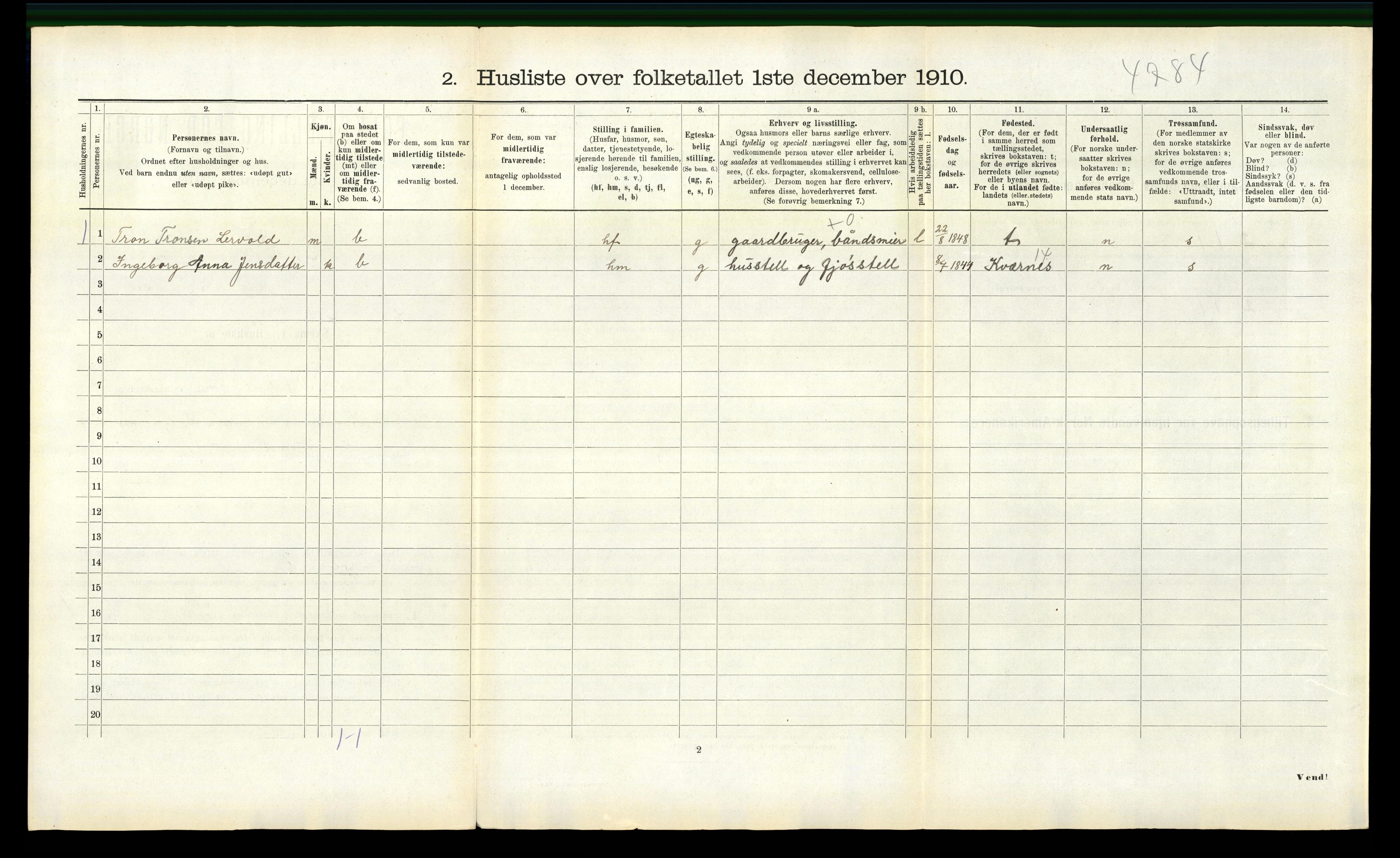 RA, 1910 census for Eresfjord og Vistdal, 1910, p. 582