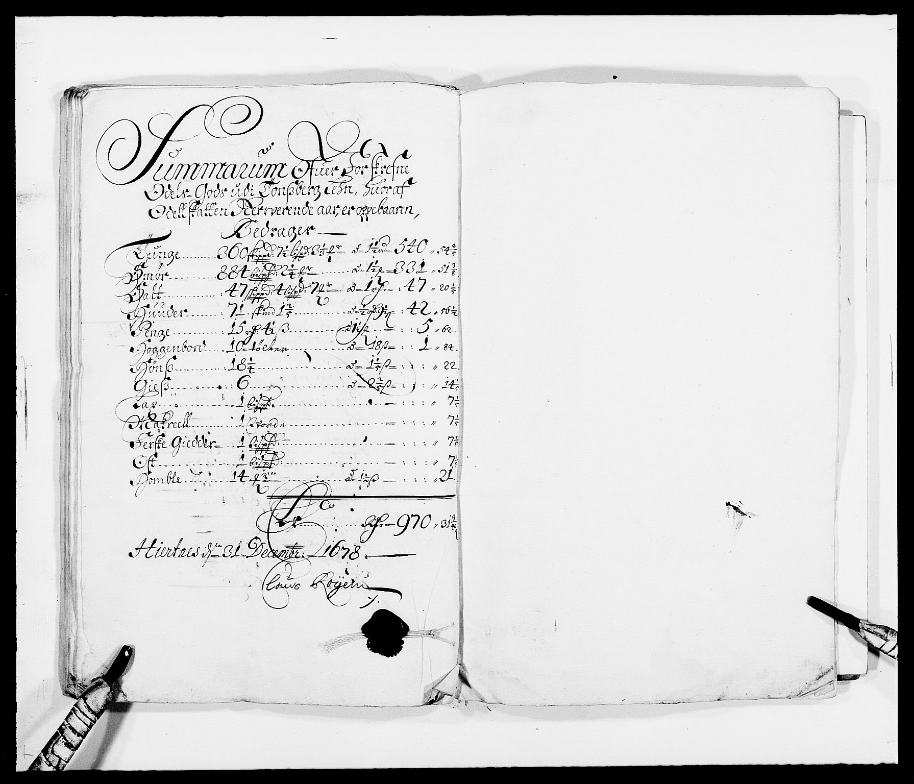Rentekammeret inntil 1814, Reviderte regnskaper, Fogderegnskap, RA/EA-4092/R32/L1845: Fogderegnskap Jarlsberg grevskap, 1676-1678, p. 378