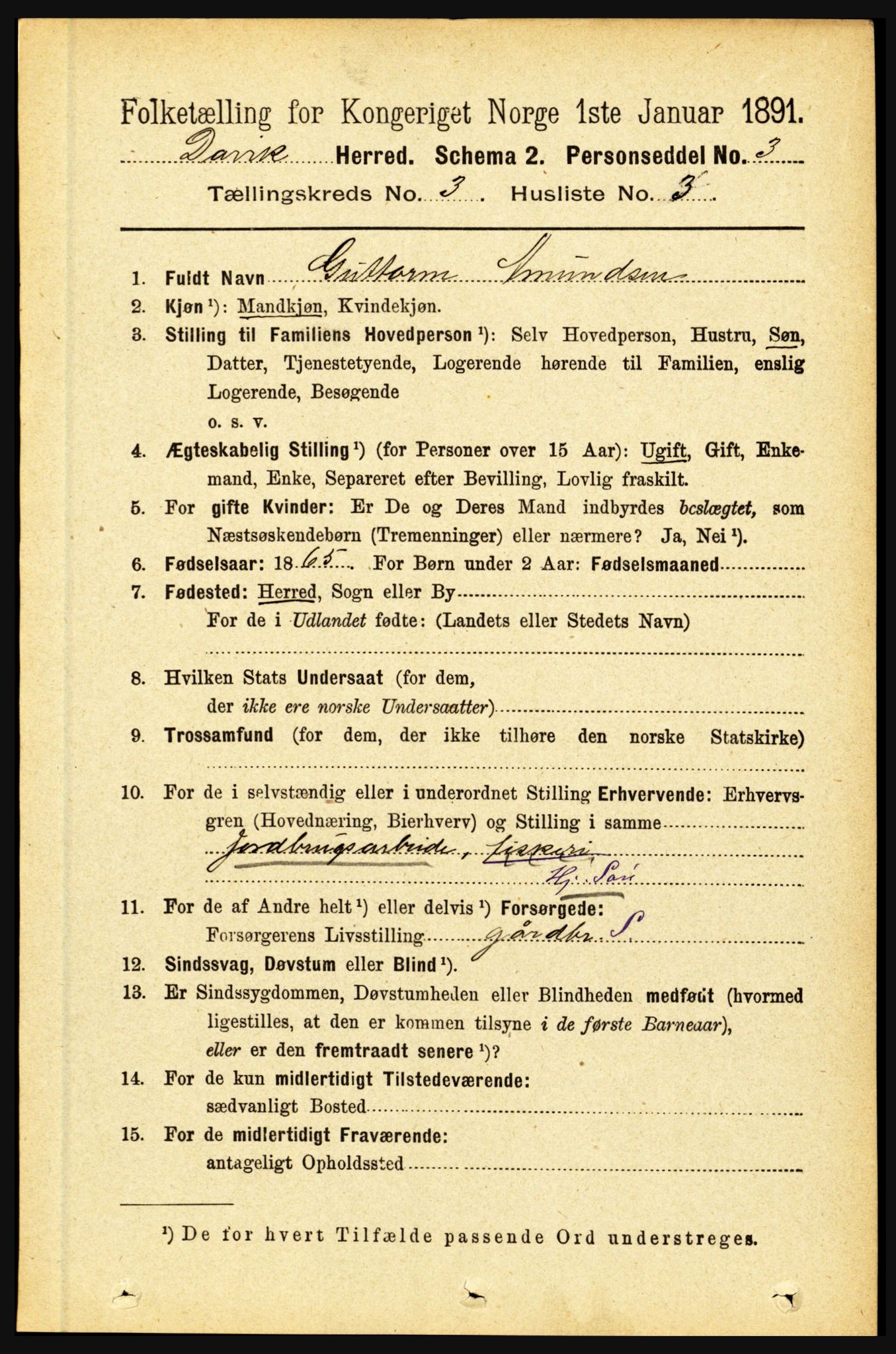 RA, 1891 census for 1442 Davik, 1891, p. 993