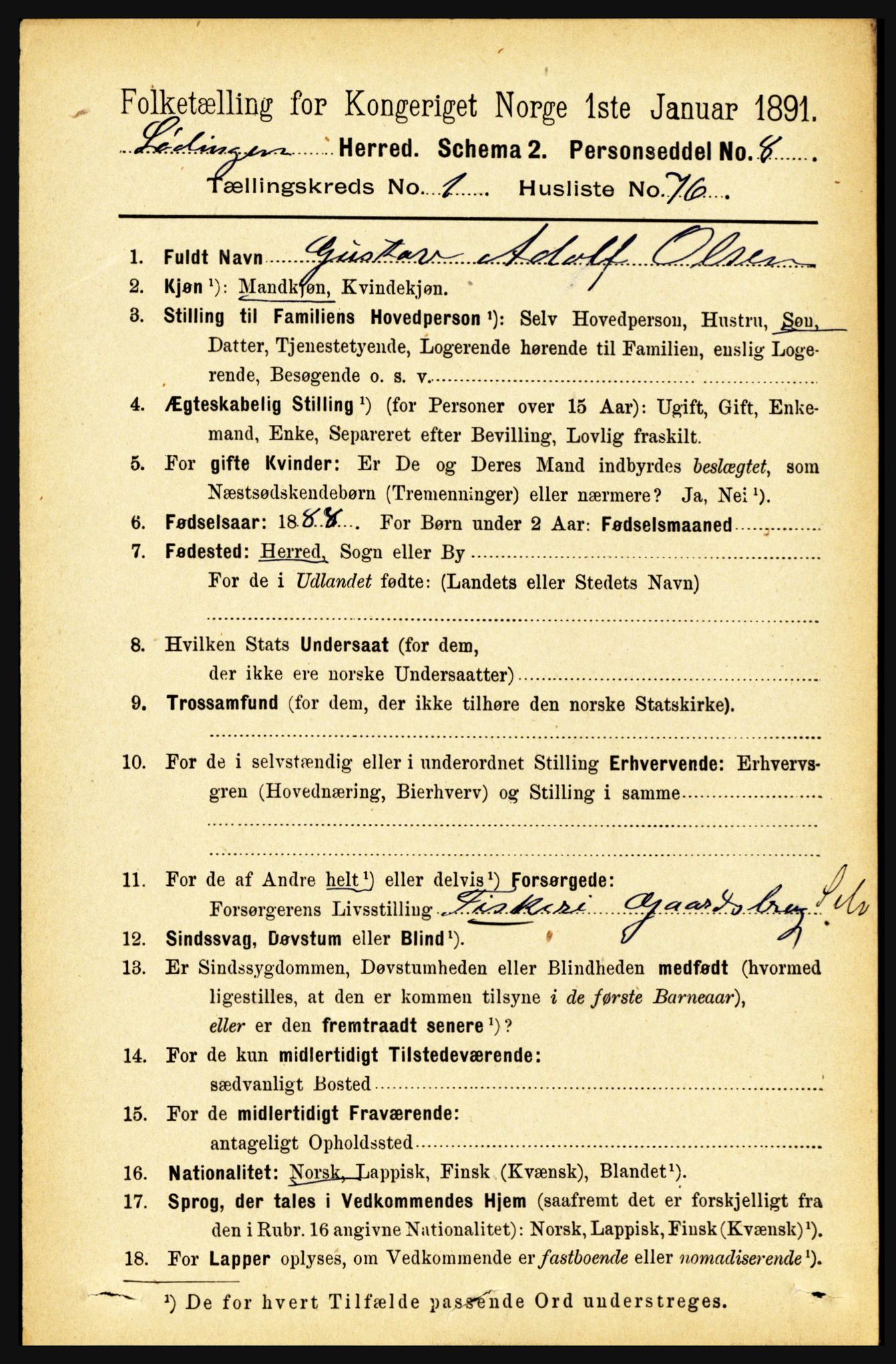 RA, 1891 census for 1851 Lødingen, 1891, p. 640