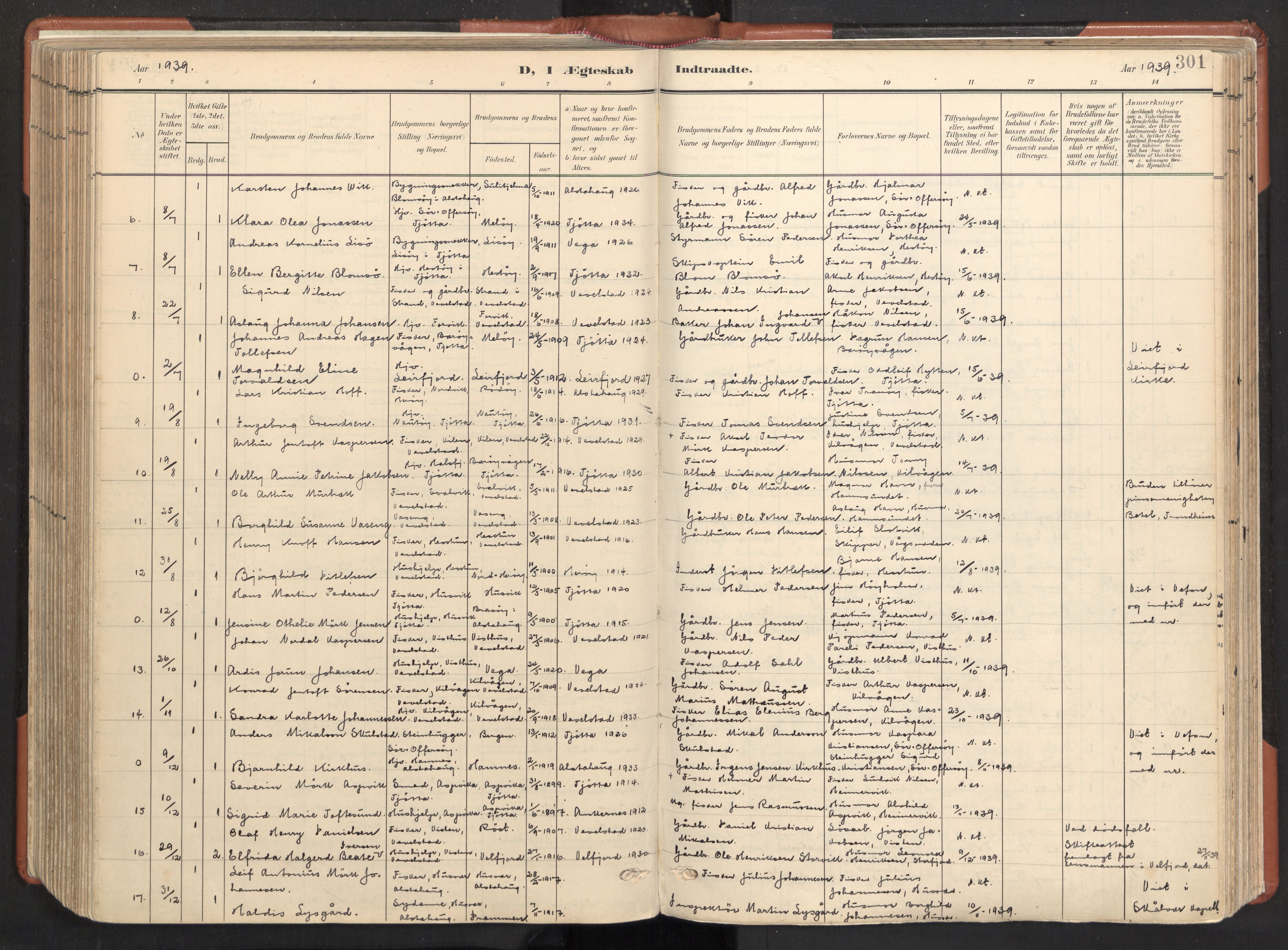 Ministerialprotokoller, klokkerbøker og fødselsregistre - Nordland, AV/SAT-A-1459/817/L0265: Parish register (official) no. 817A05, 1908-1944, p. 301