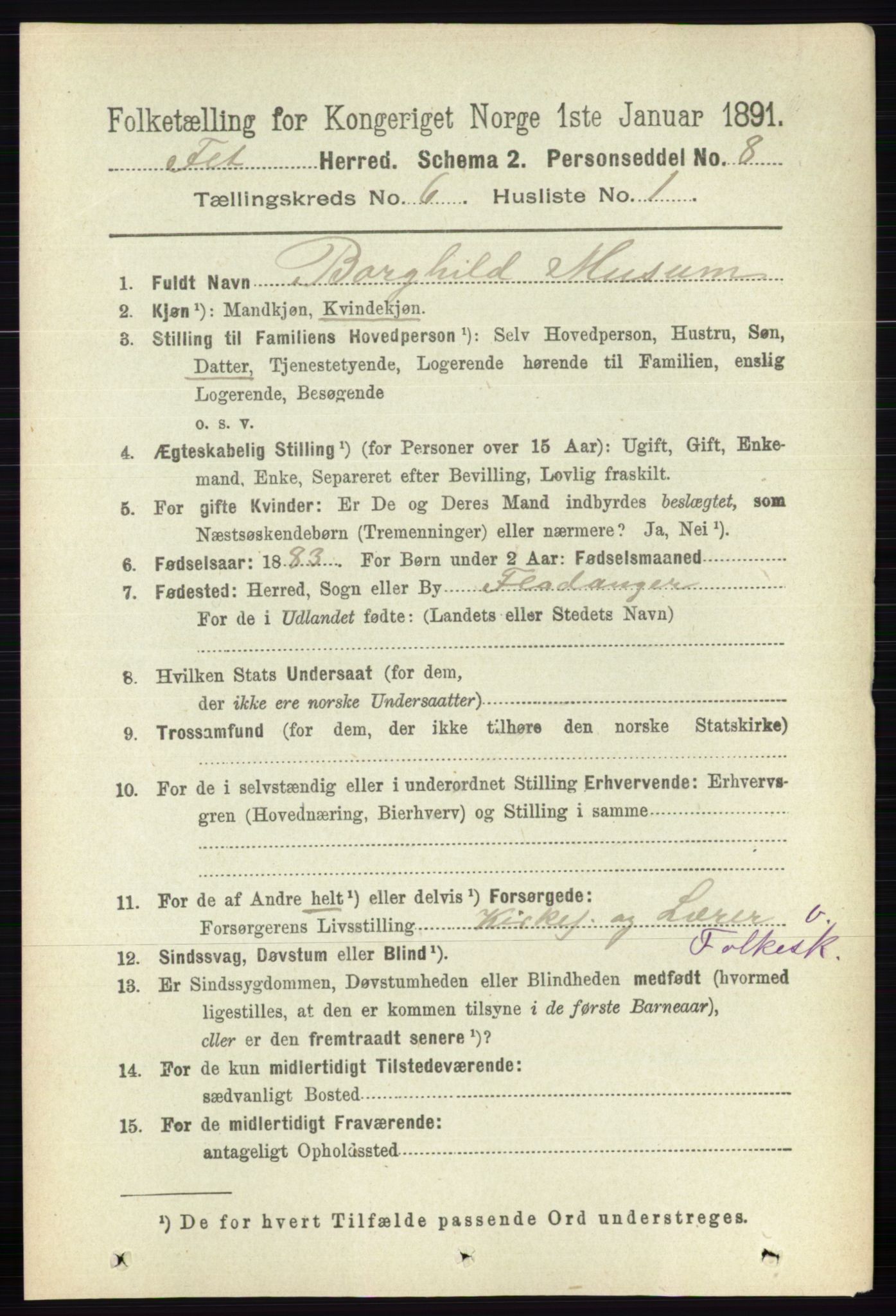 RA, 1891 census for 0227 Fet, 1891, p. 1943