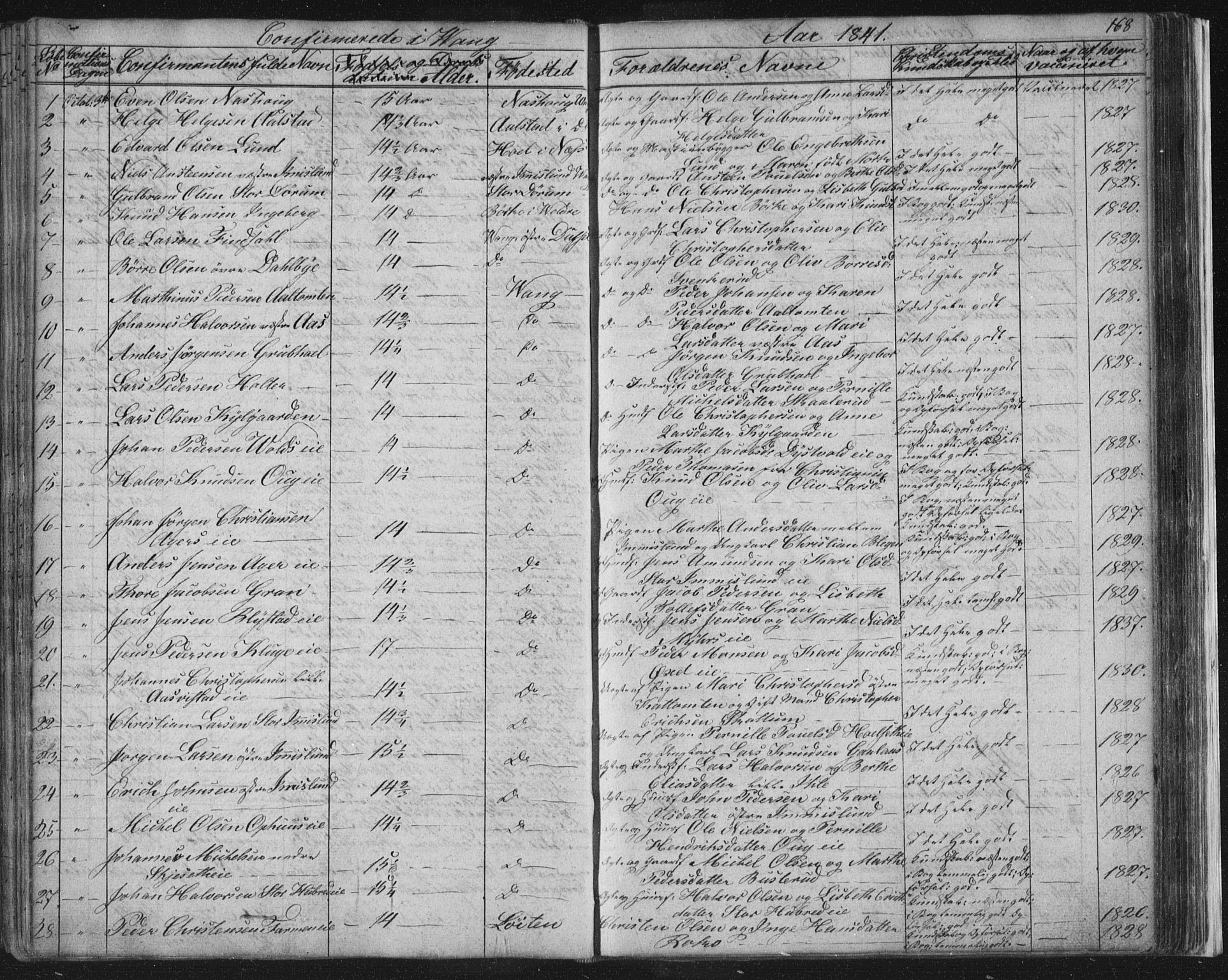 Vang prestekontor, Hedmark, SAH/PREST-008/H/Ha/Hab/L0008: Parish register (copy) no. 8, 1832-1854, p. 168