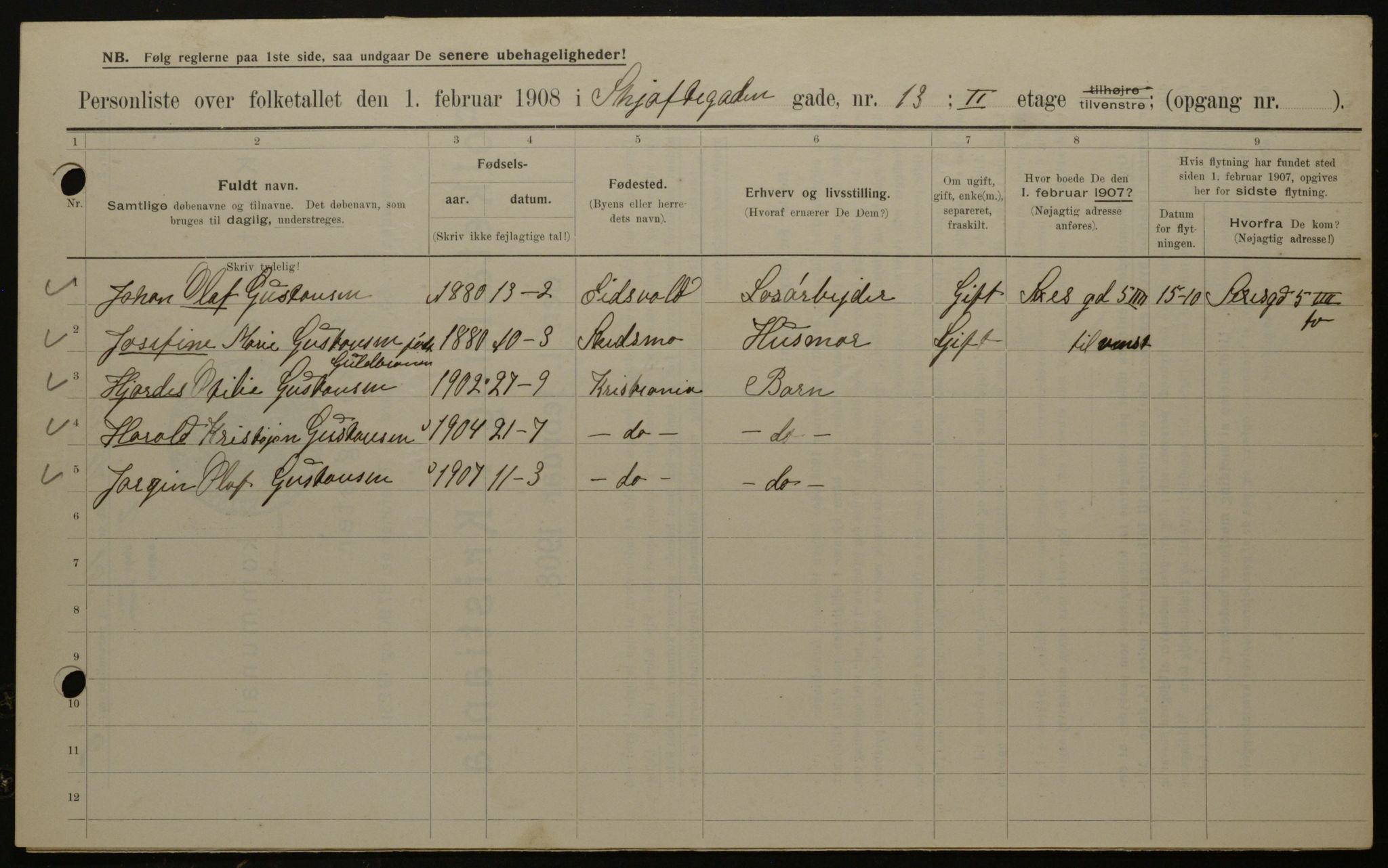 OBA, Municipal Census 1908 for Kristiania, 1908, p. 80619